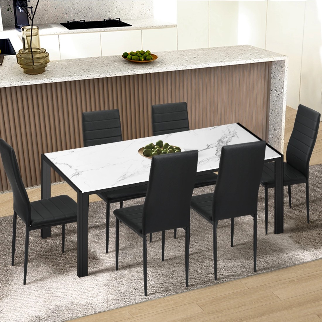 3 Oikiture 140cm Dining Table Rectangular Kitchen Table With Metal Leg
 - Multi, 3 of 9