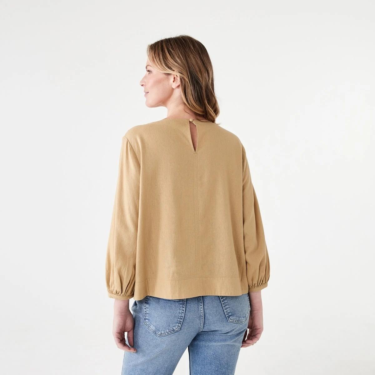 3 Long Sleeve Linen Blend Top LARK, 3 of 6