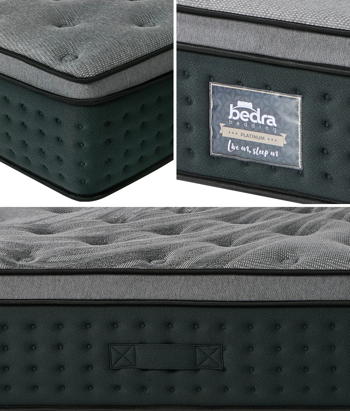 4 Bedra Bedding Double Mattress Euro Top Spring Medium Firm Motion Isolation 34cm - Double Bed - Grey, 4 of 4