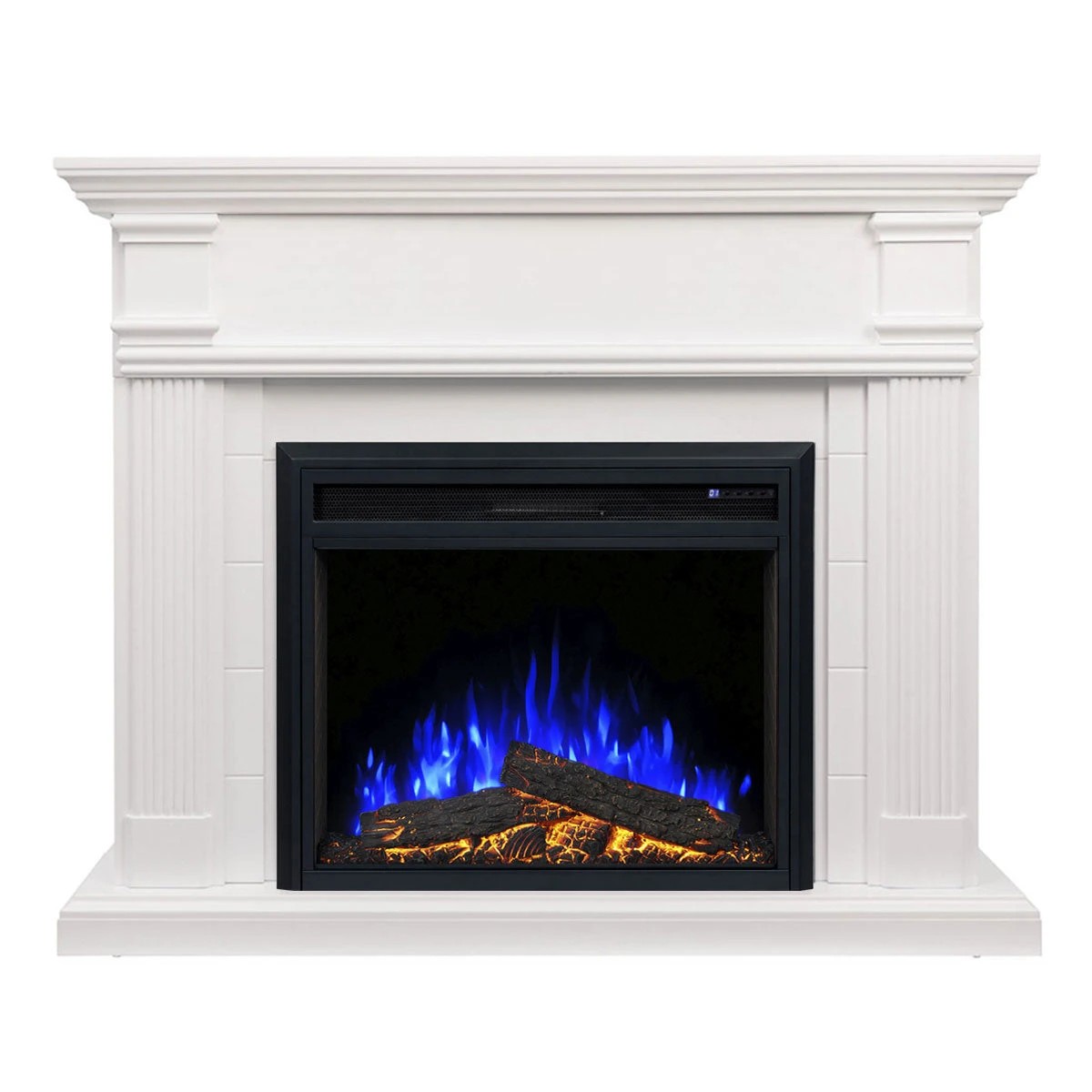 4 Moda Living George Electric Fireplace Heater White Mantel Suite with Moonlight Insert - White, 4 of 5