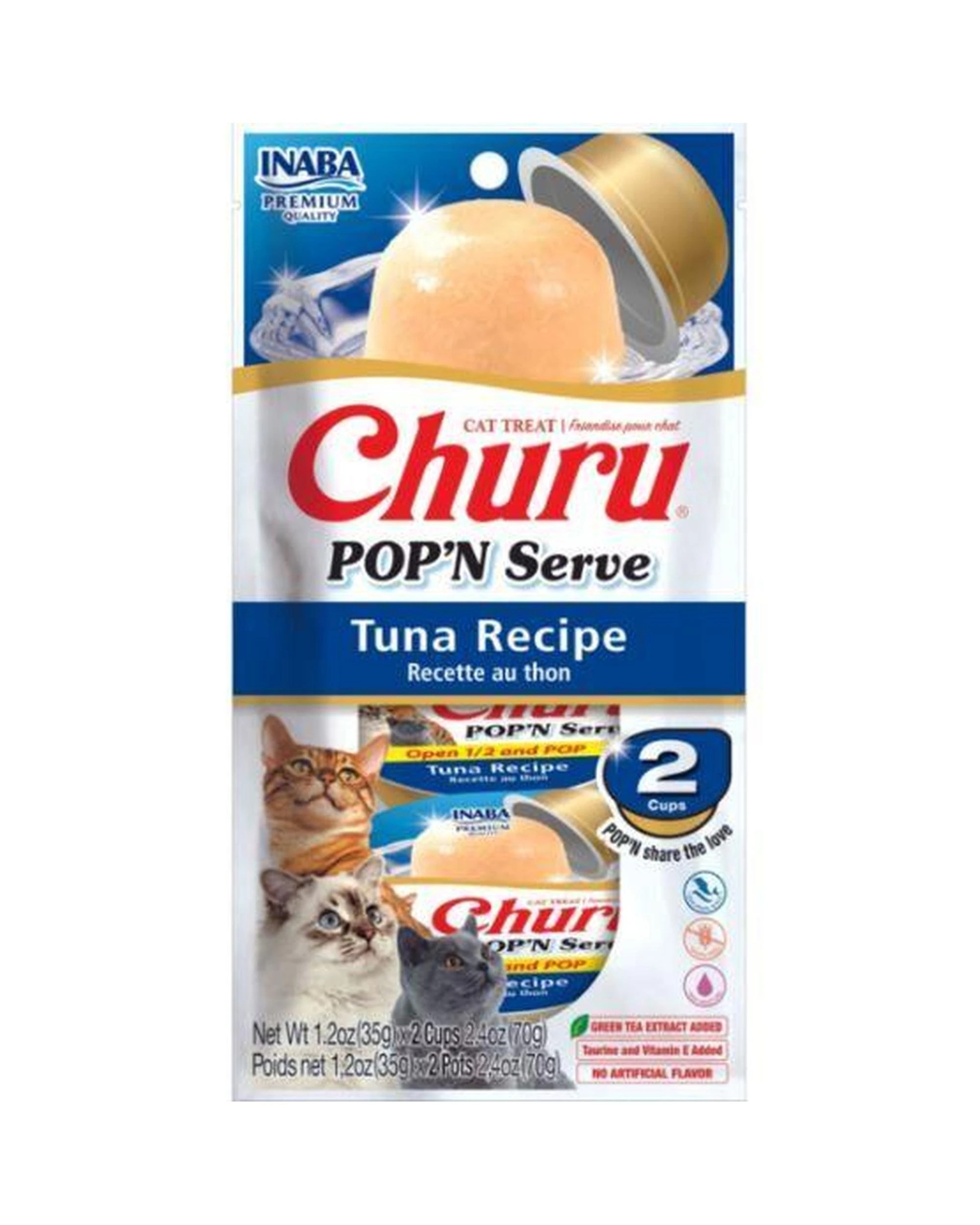 1 Inaba Churu Pop N Serve Lickable Cat Treats Tuna Recipe 4 x 70g, 1 of 3