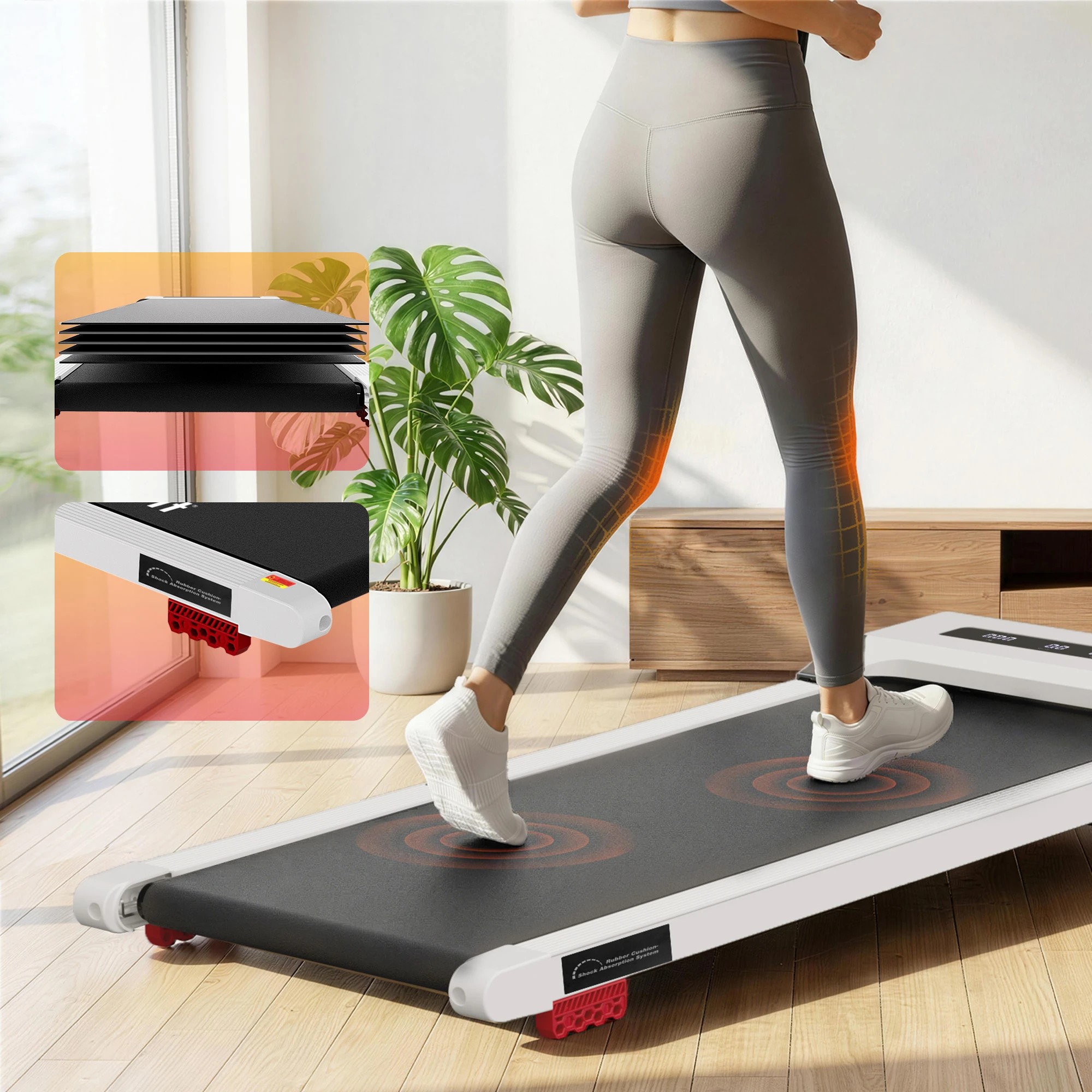 9 Everfit 3 in 1 Treadmill Electric Walking Pad Incline Under Desk Home Gym 380mm - White, 9 of 10