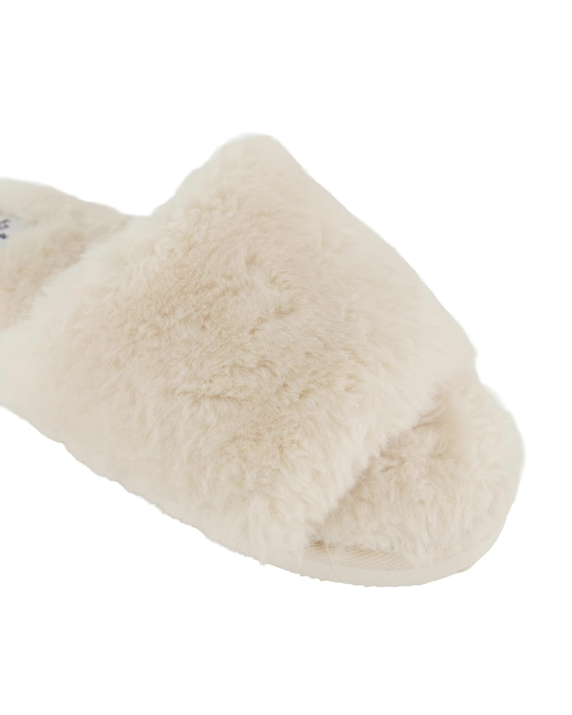 3 EVA Outsole Furry Slides Cream, 3 of 3