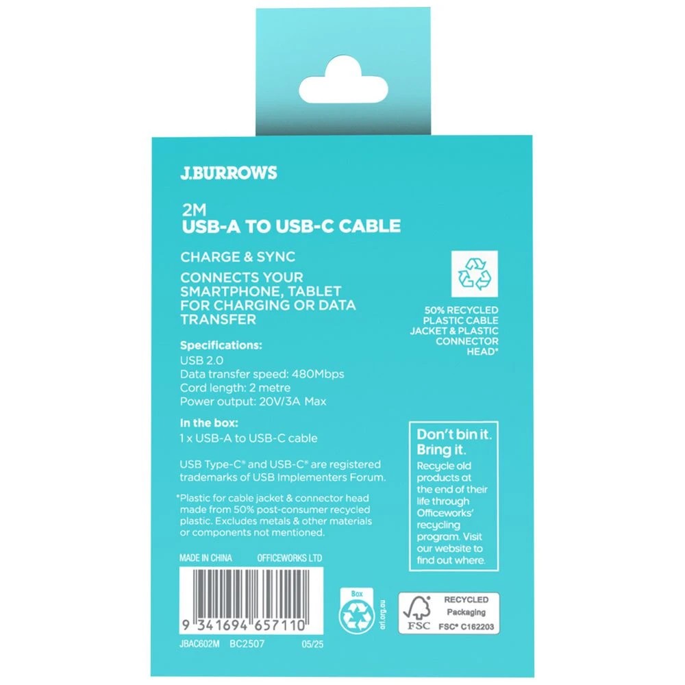 5 J.Burrows USB-A to USB-C Cable 2m, 5 of 5