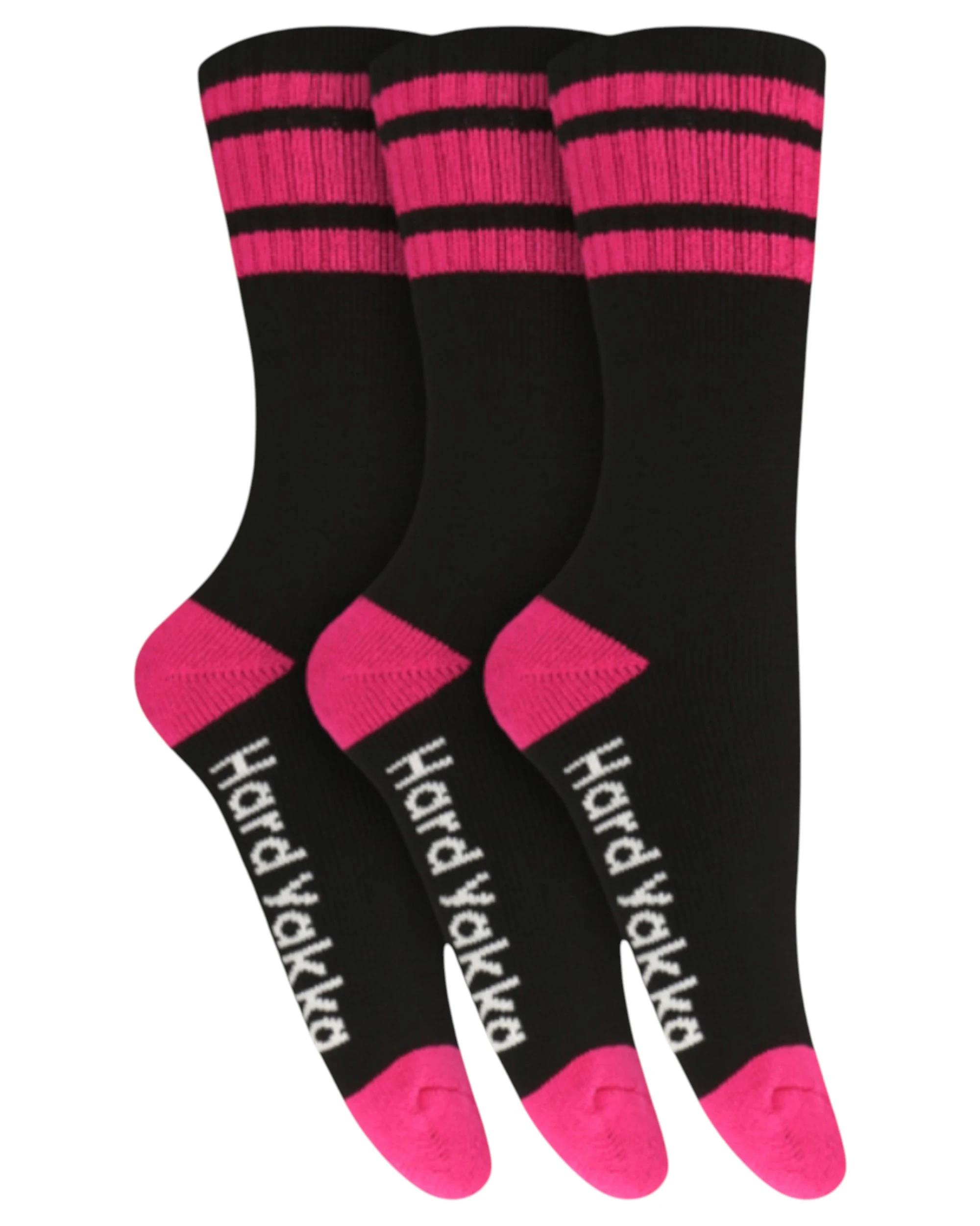 3 Hard Yakka 12 Pairs Womens Bamboo Work Socks BLACK/PINK, 3 of 4