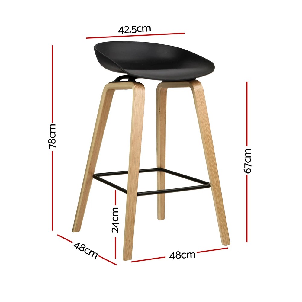 2 Artiss 2x Bar Stools - Black, 2 of 8