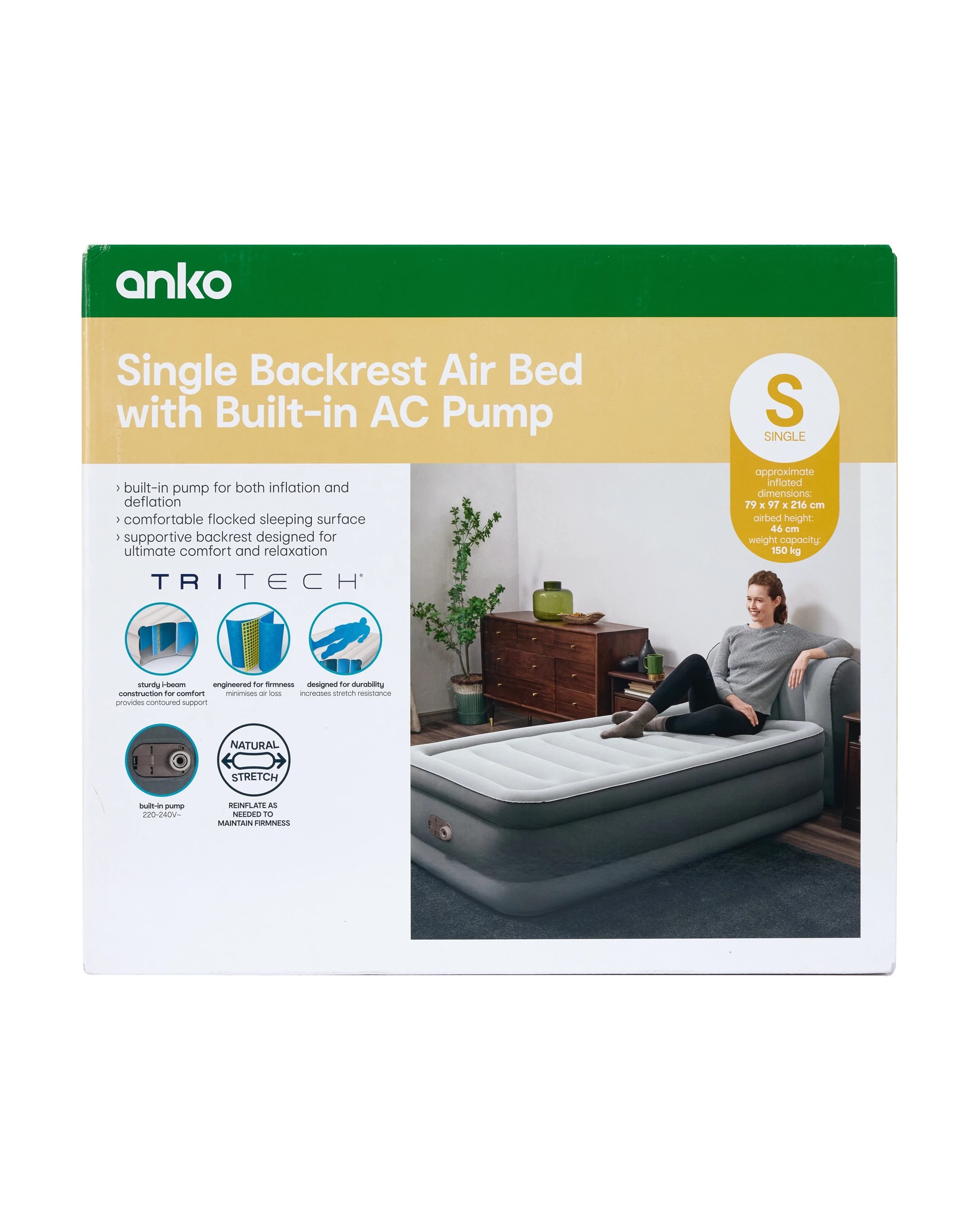 1 Single Backrest Air Bed with built-in AC Pump, 1 of 7