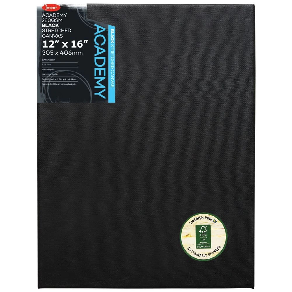 1 Jasart Stretched Thin Canvas 12 x 16" Black, 1 of 1