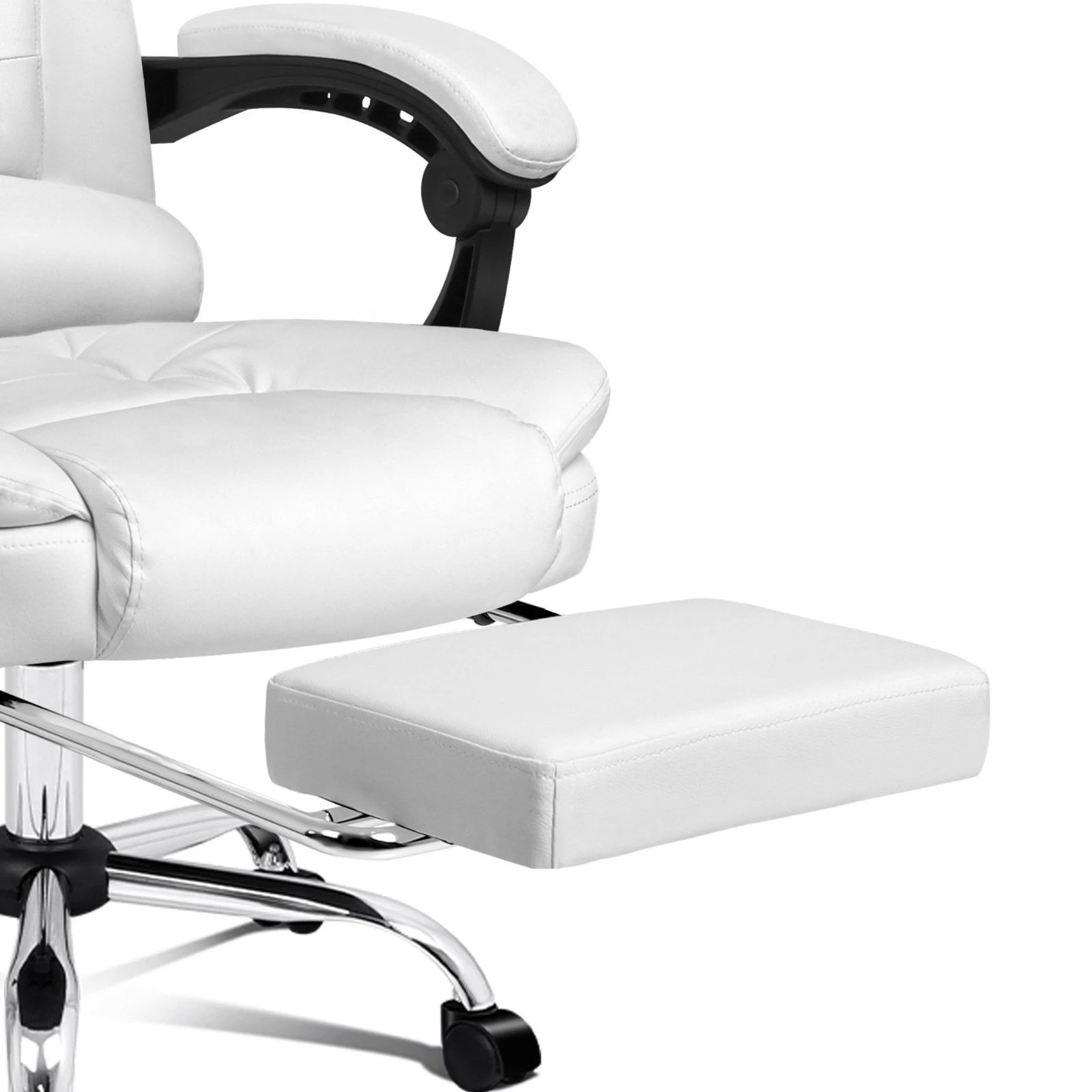 6 Alfordson Office Chair Executive Gaming Computer Racer PU Leather Seat Recliner - White, 6 of 10