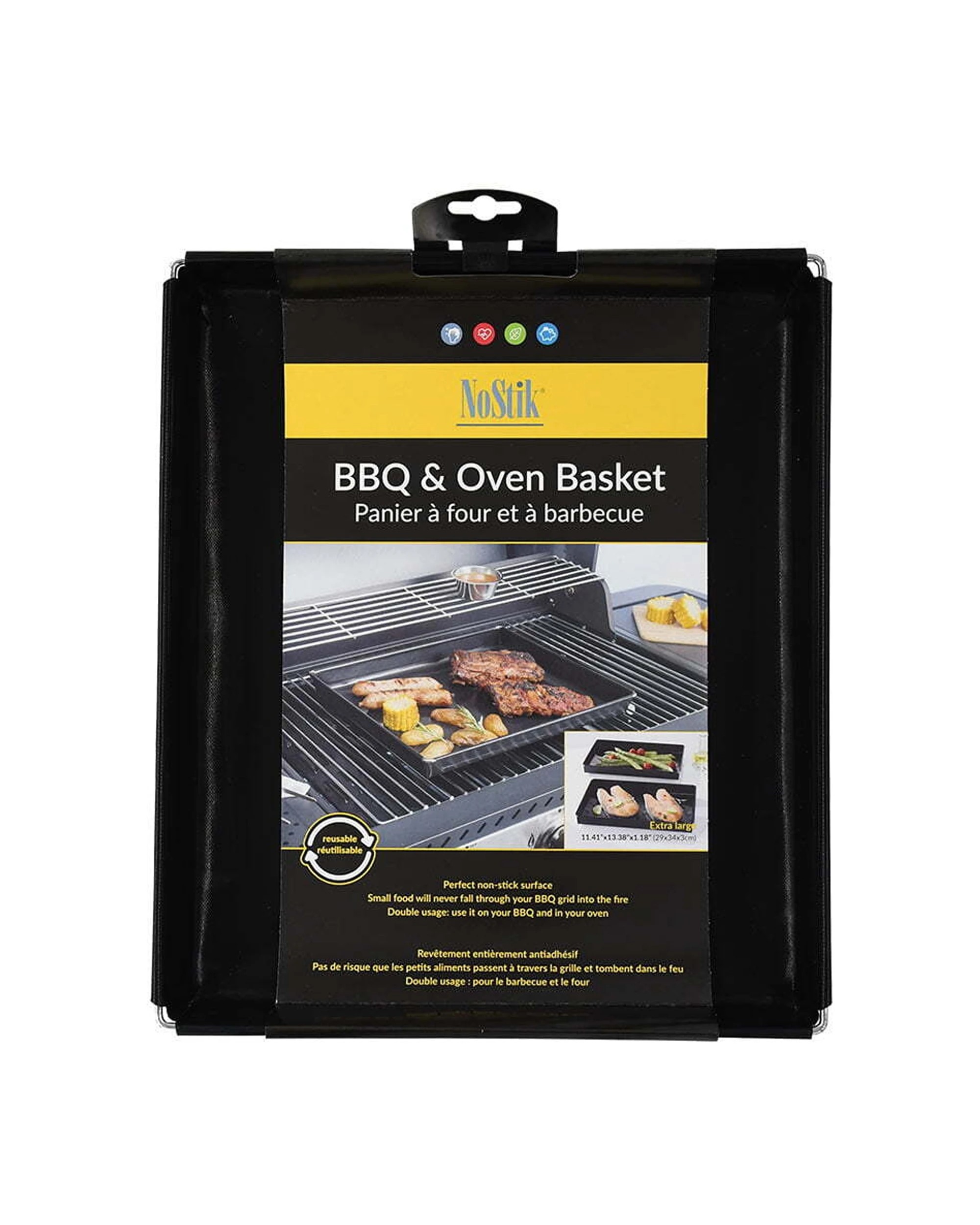 1 Nostik Reusable Non-Stick BBQ Tray Large 34x29cm - Black, 1 of 1