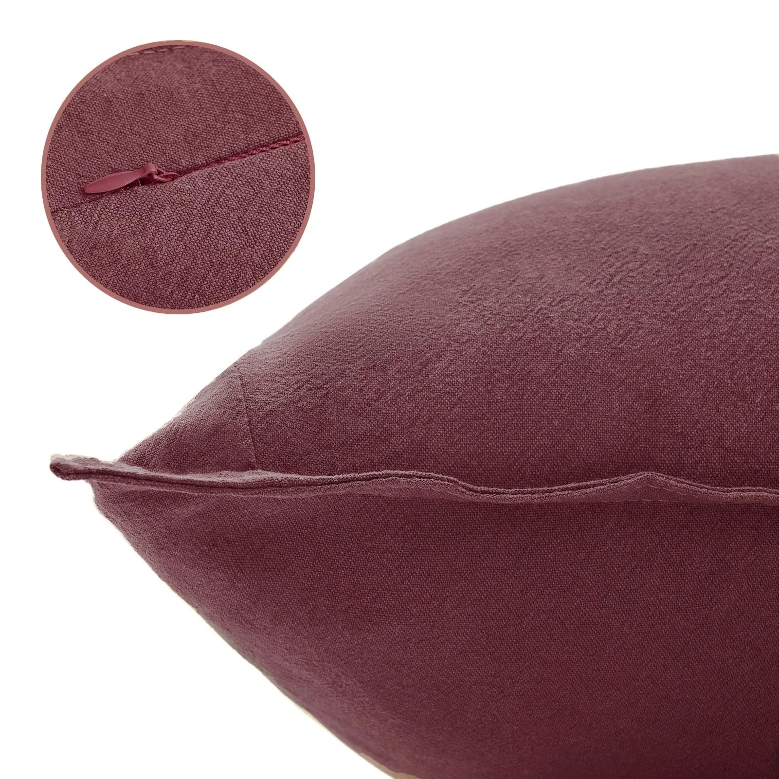 4 Gioia Casa 2-Pack Linen-Cotton Blend European Pillowcases - Burgundy, 4 of 4