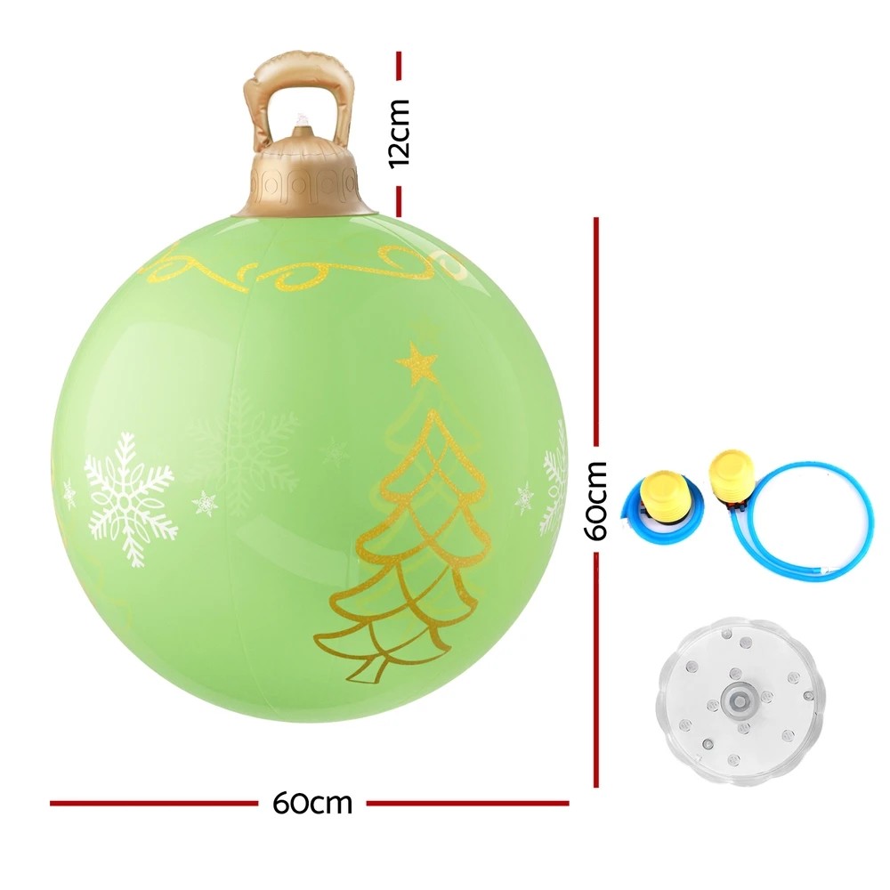 2 Jingle Jollys Christmas Inflatable Ball 60cm Led Illuminated Xmas Decoration Durable Space Saving Modern Decor - Green, 2 of 7
