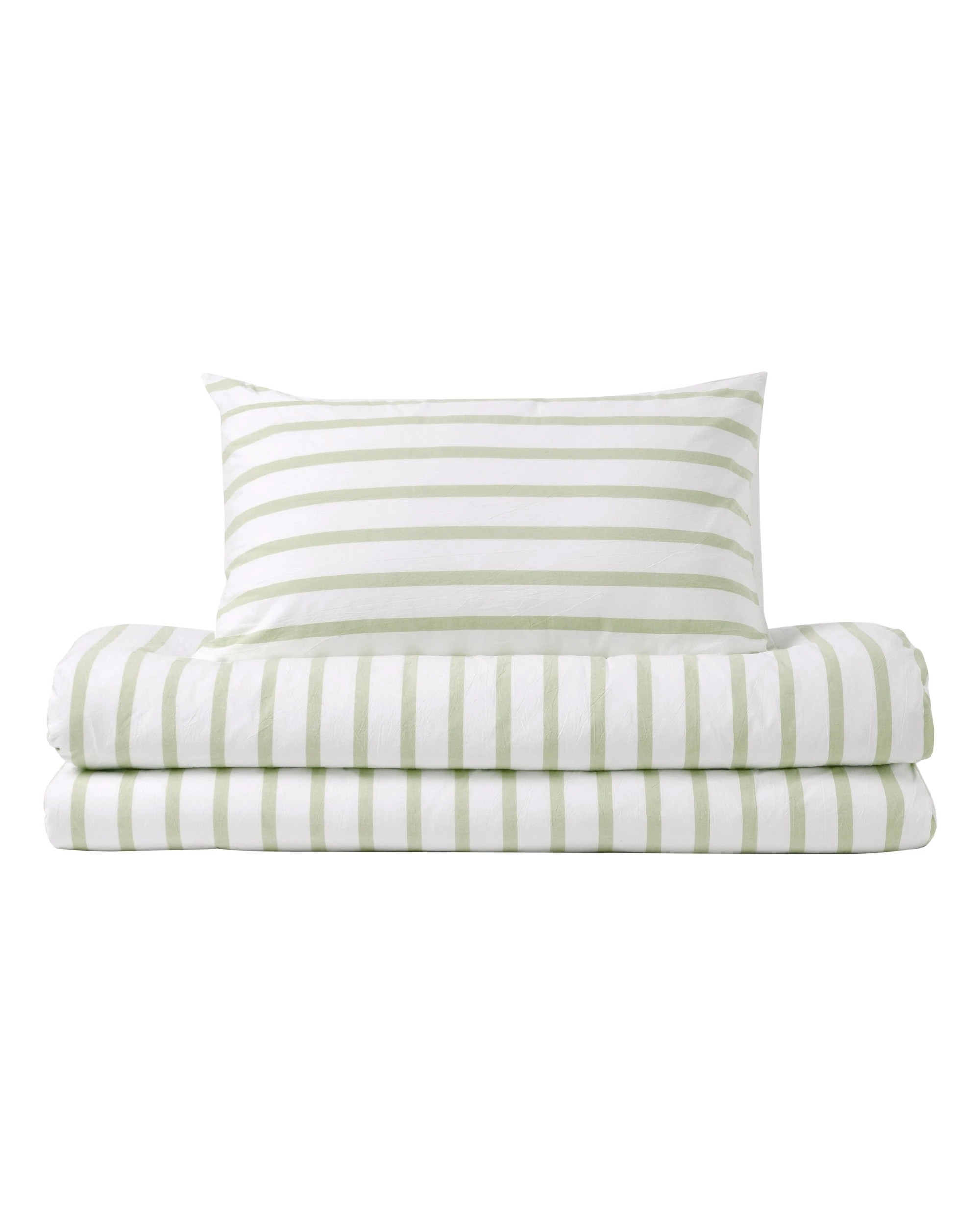 6 Dreamaker Bask Yarn Dyed Washed Cotton Striped Quilt Cover Set - Single Bed - Sage, 6 of 7