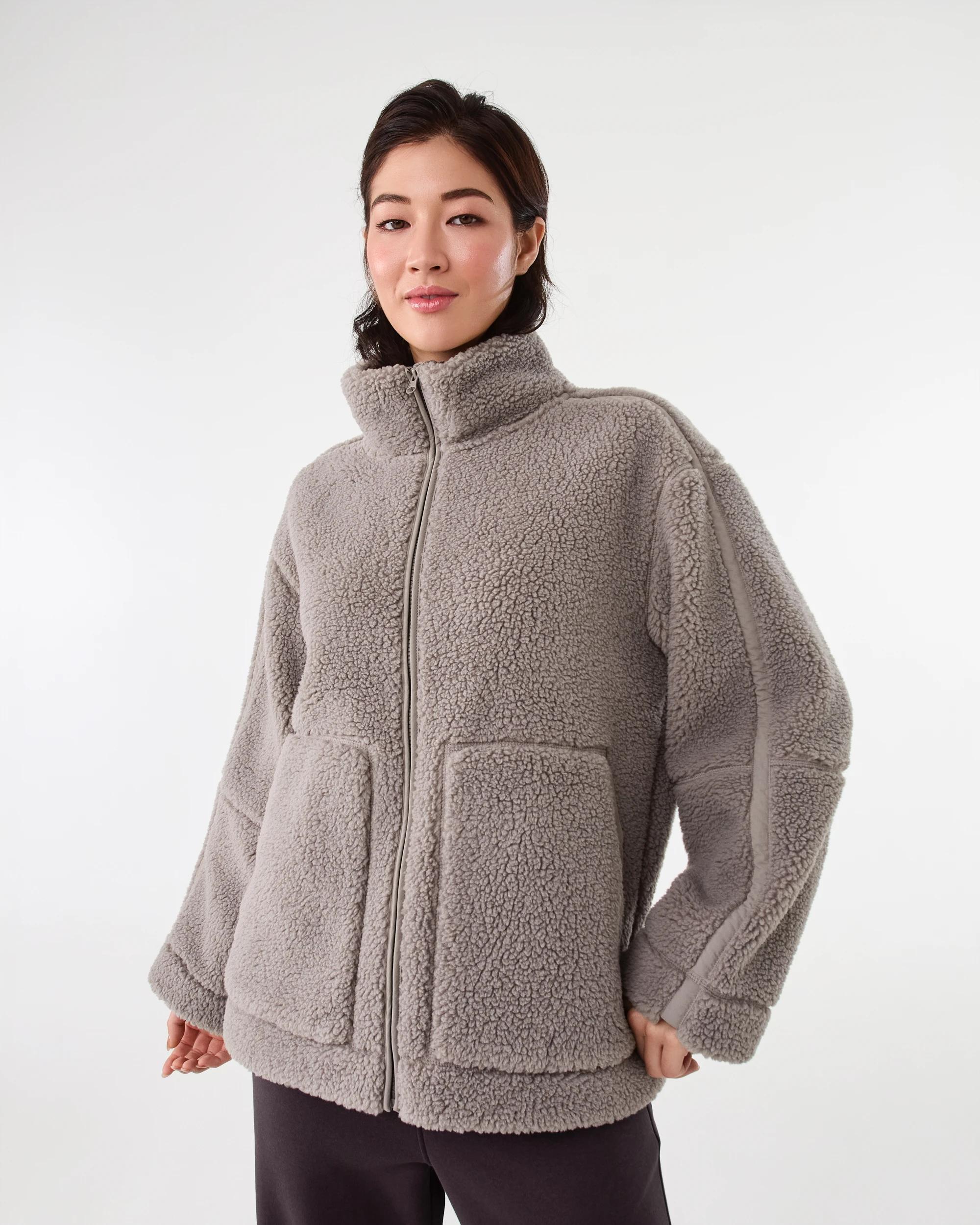 1 Active Womens Outdoor Sherpa Jacket Brn Drift, 1 of 10