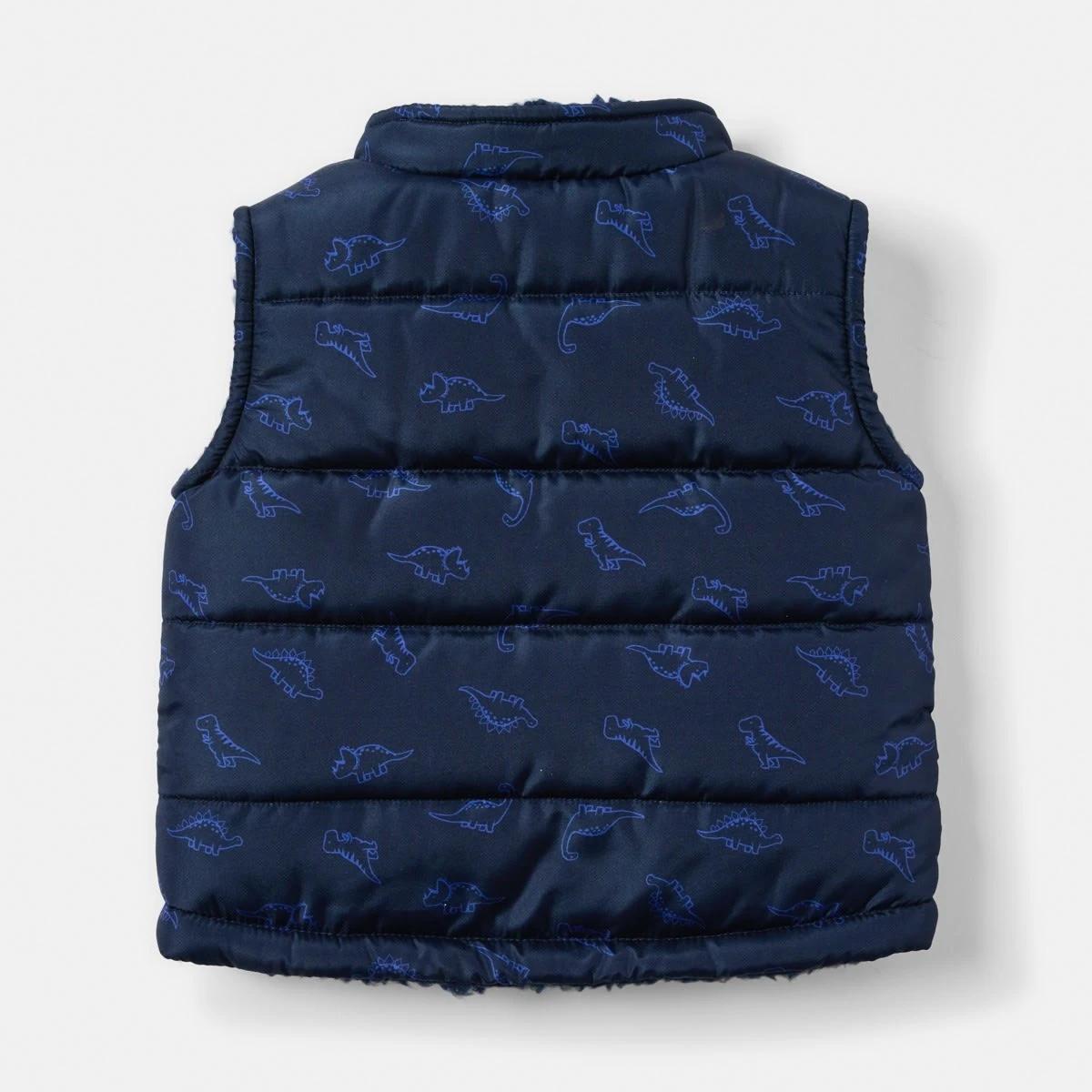2 Reversible Puffer Vest Nvy Dinos, 2 of 3