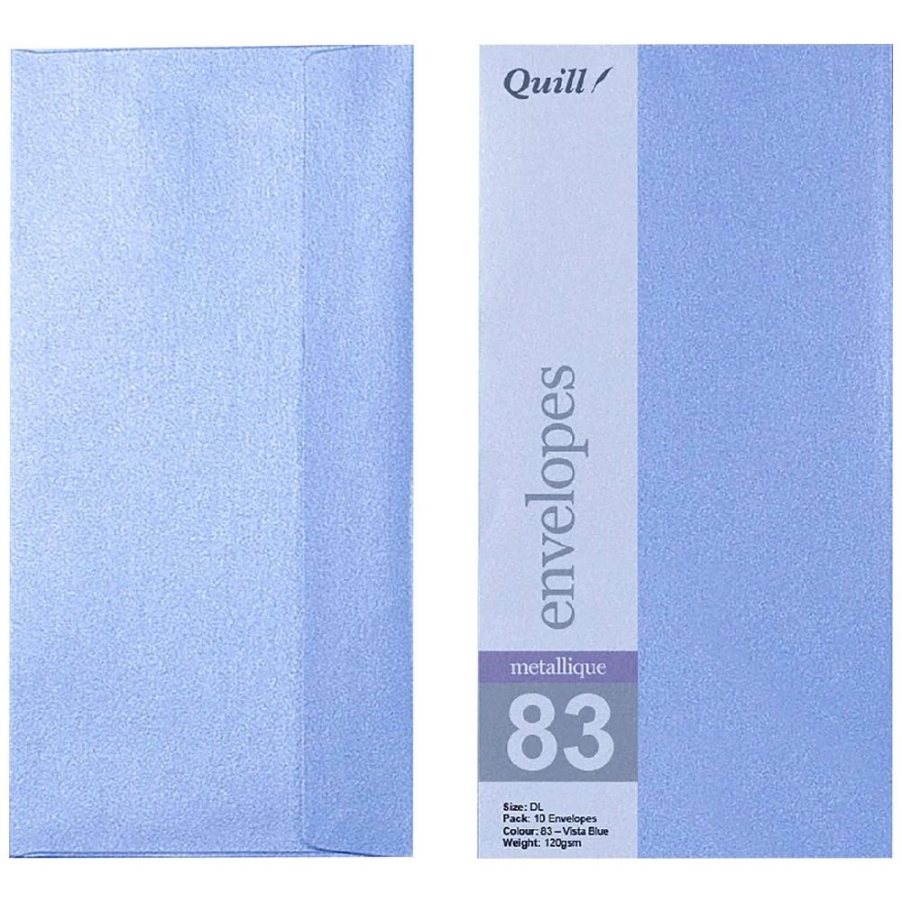 1 Quill DL Envelopes Metallique Vista Blue 10 Pack, 1 of 2