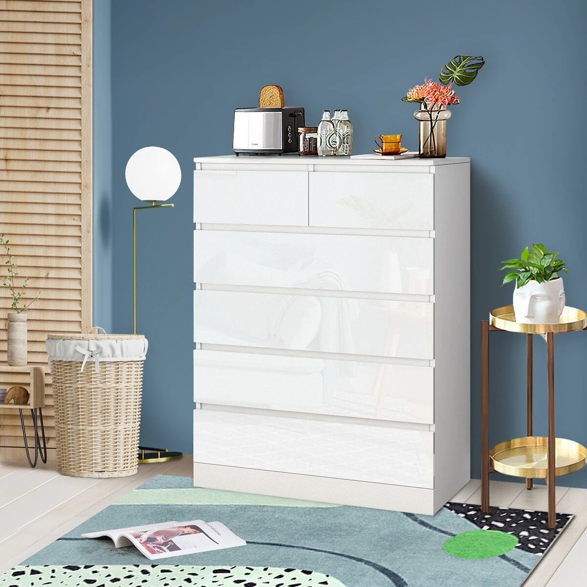 3 Ausway 6 Drawers Chest Dresser Bedside Table Tallboy Storage Cabinet, 3 of 7