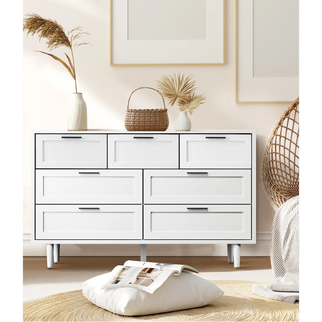 5 Oikiture 7 Chest Of Drawers Dresser Chest Storage Cabinet Lowboy
 - White, 5 of 10