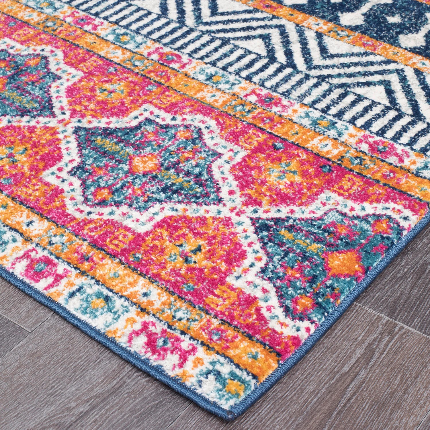 1 Common Ground Rugs Bluebay 455 230x160cm - Medium Power Loomed Pet Friendly Floor Rug - Blue, 1 of 7