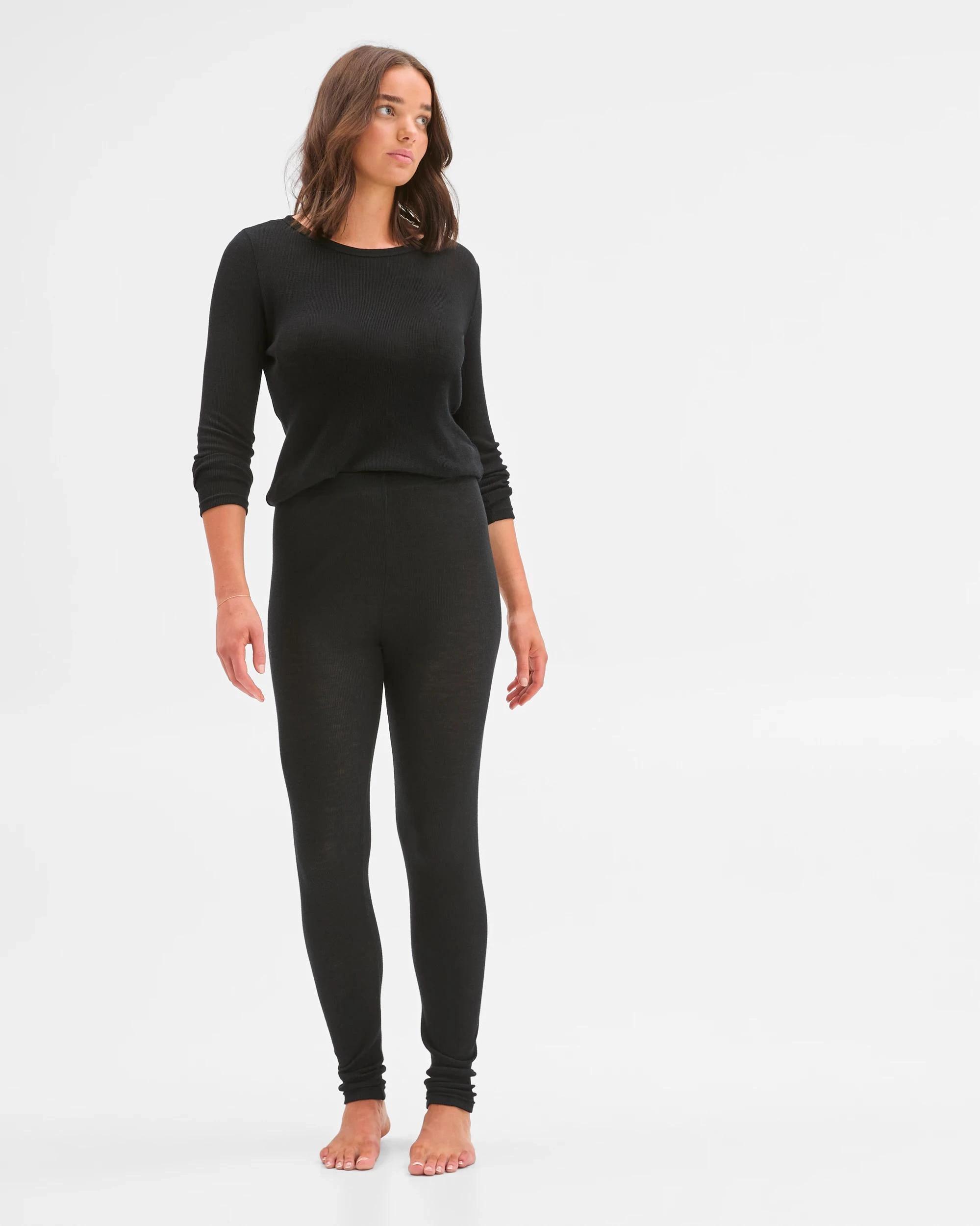 1 Target Woman Merino Wool Blend Thermal Leggings BLACK, 1 of 5