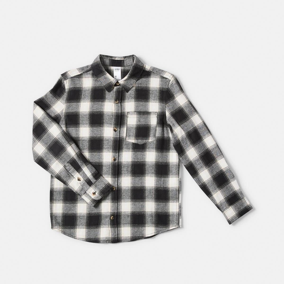 8 Long Sleeve Flannel Shirt Blk Check, 8 of 9
