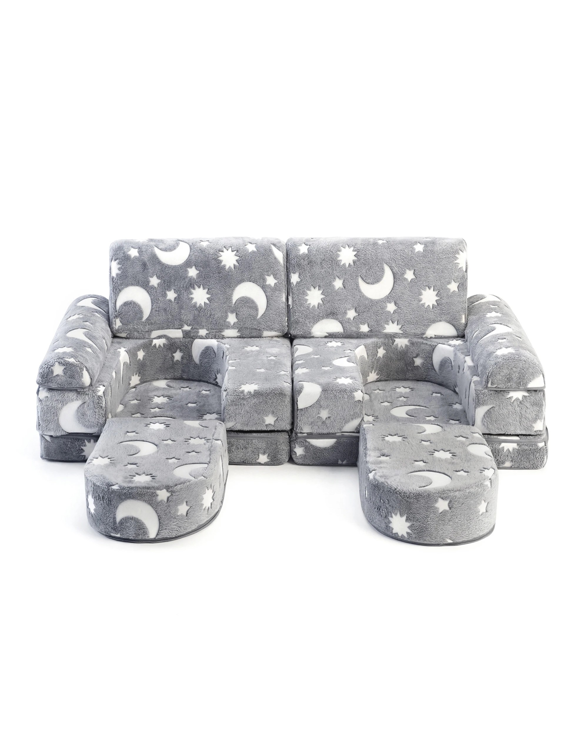 5 ADVWIN 10pcs Kids Modular Sofa Convertible Play Couch Children Sectional Sofa Floor Cushion - Grey, 5 of 10