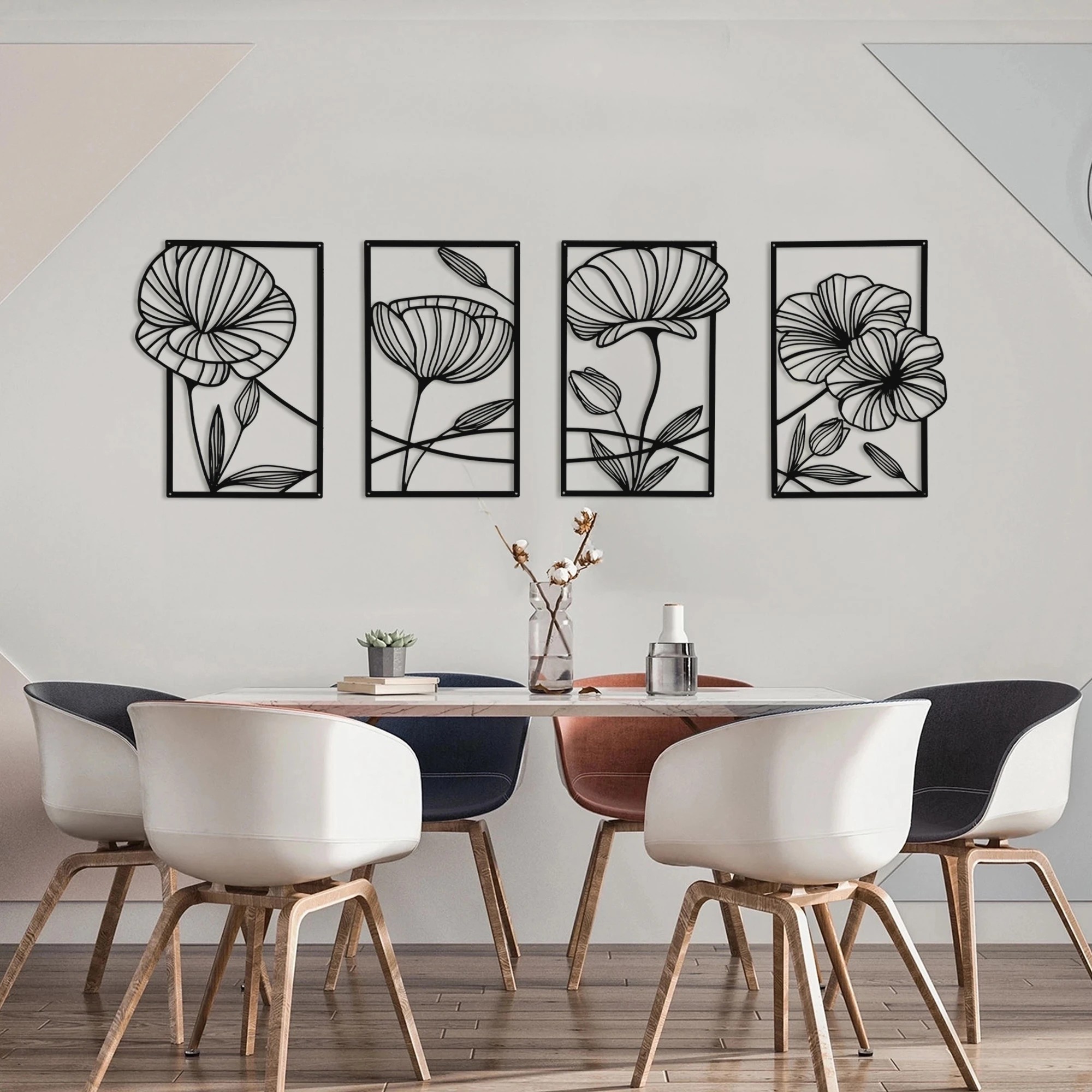 8 Yezi 4Pcs Metal Wall Decor Abstract Lotus Flower, 8 of 9