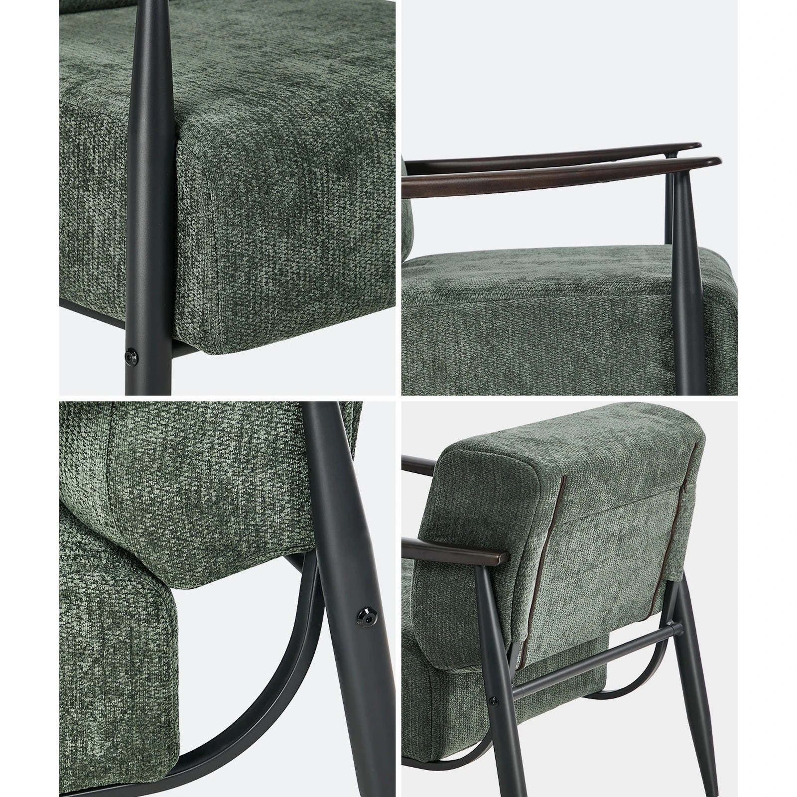 5 Oikiture Wooden Armchair Lounge Sofa Chair Fabric Accent Armchairs - Green, 5 of 10
