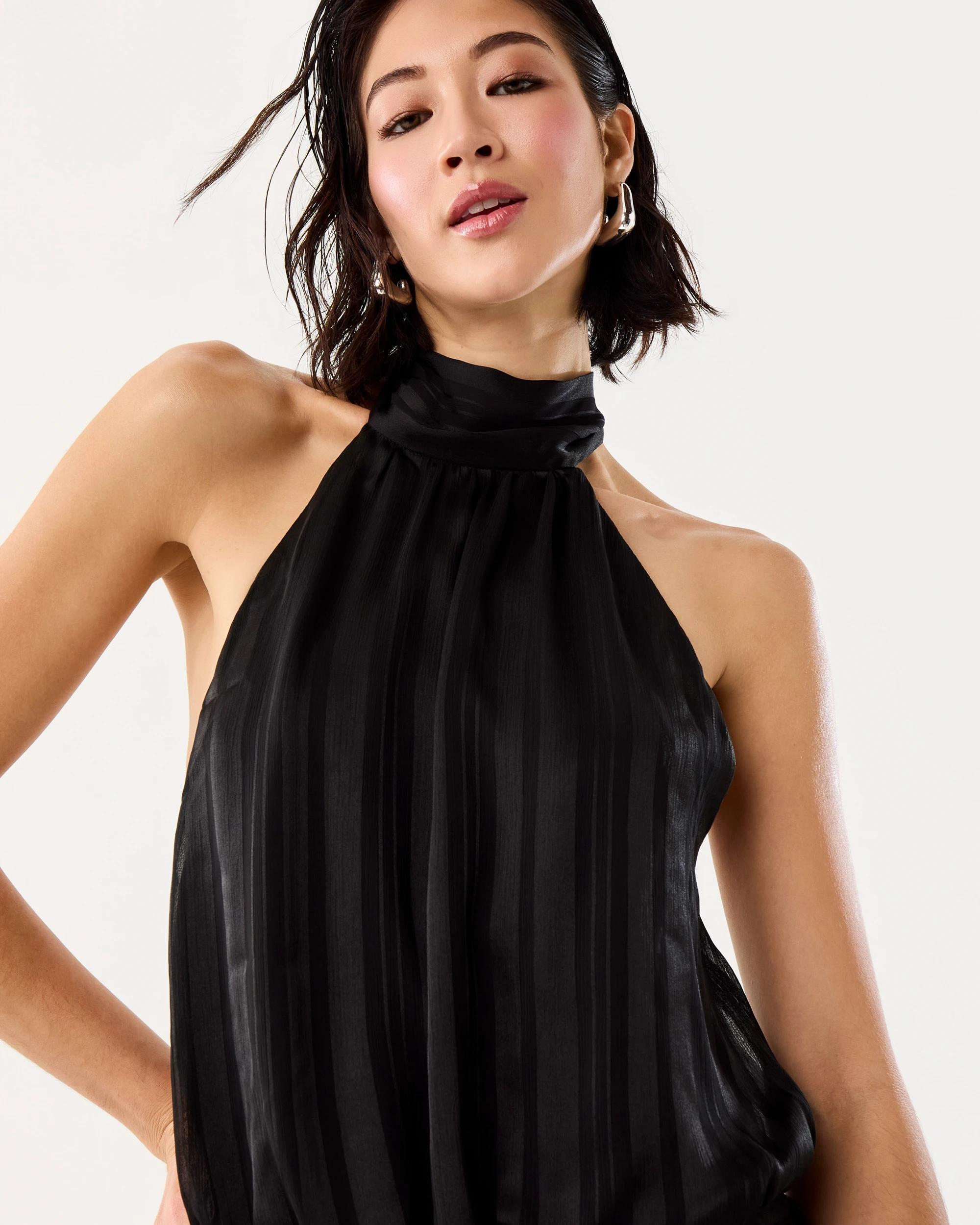 5 Sleeveless Flutter Mini Dress Black, 5 of 9