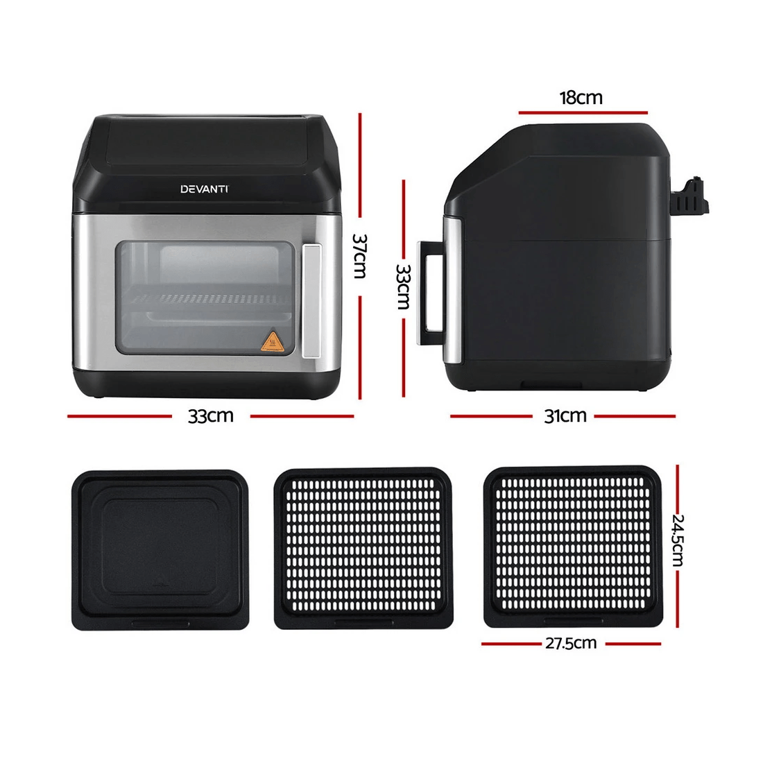 2 Devanti Air Fryer 13L LCD Fryers Oven - Black, 2 of 7