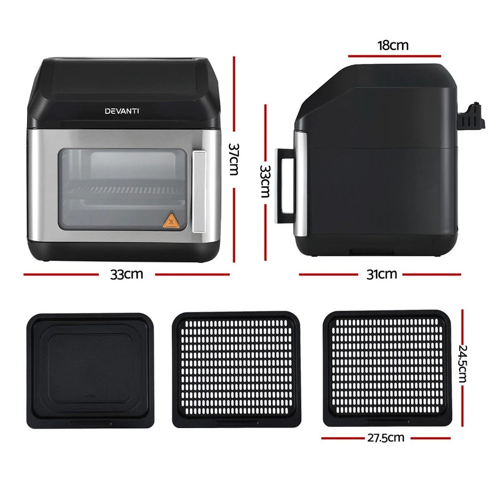 2 Devanti Air Fryer 13L LCD Fryers Oven - Black, 2 of 6