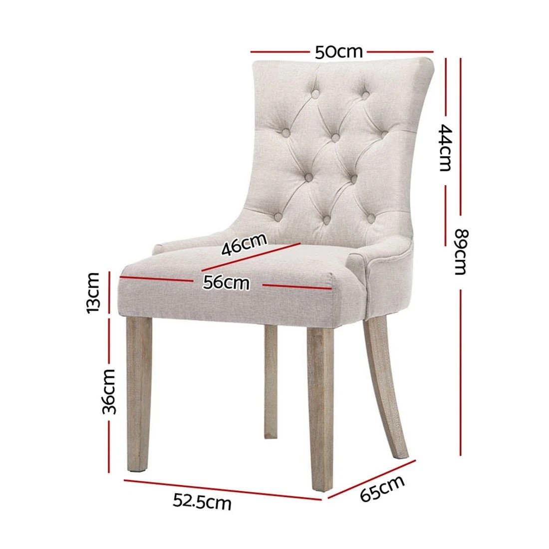 1 Artiss Dining Chairs Set of 2 Linen French Provincial - Beige, 1 of 5