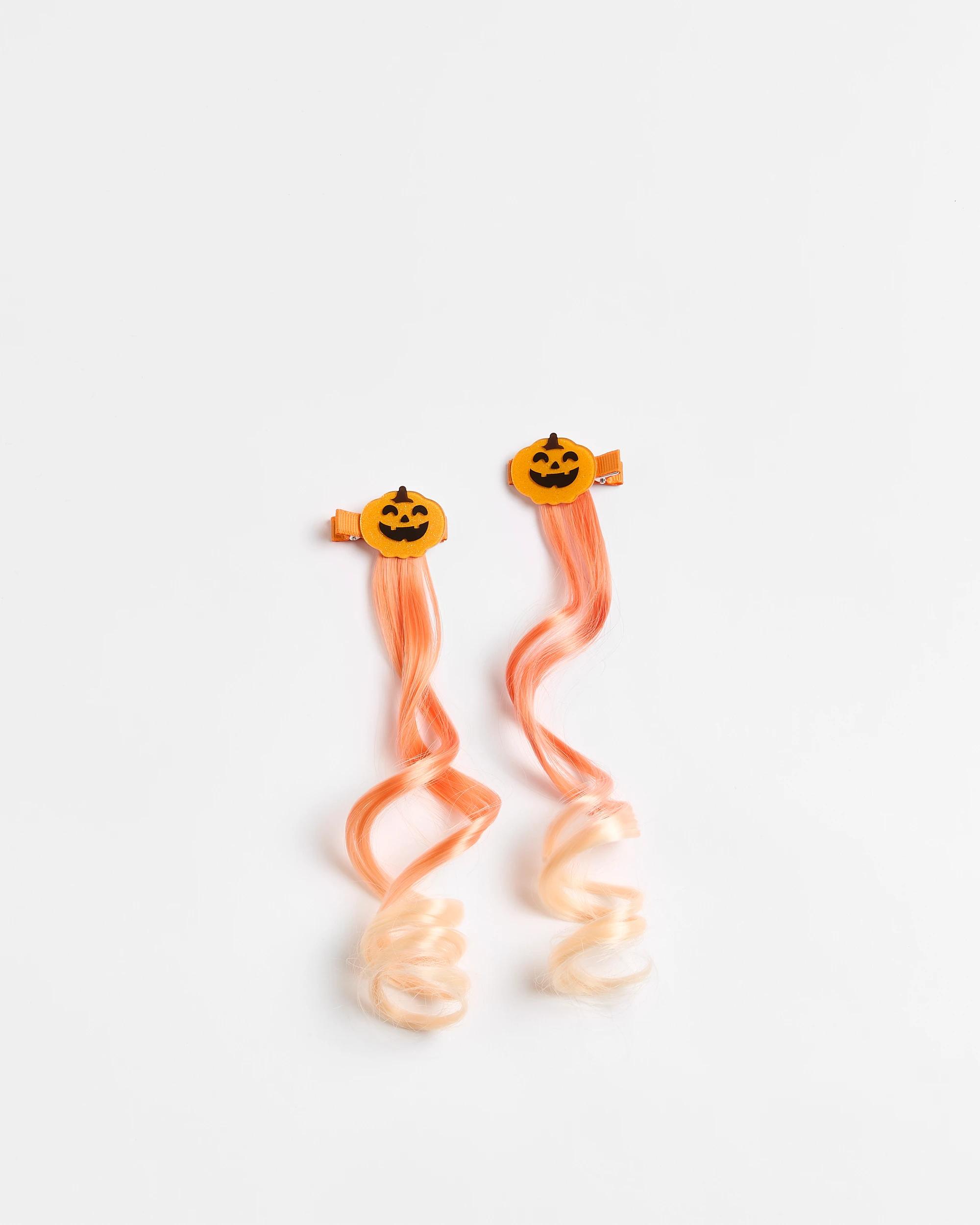 1 Target Kids Halloween 2 Pack Pumpkin Faux Hair Clips PUMPKIN, 1 of 2