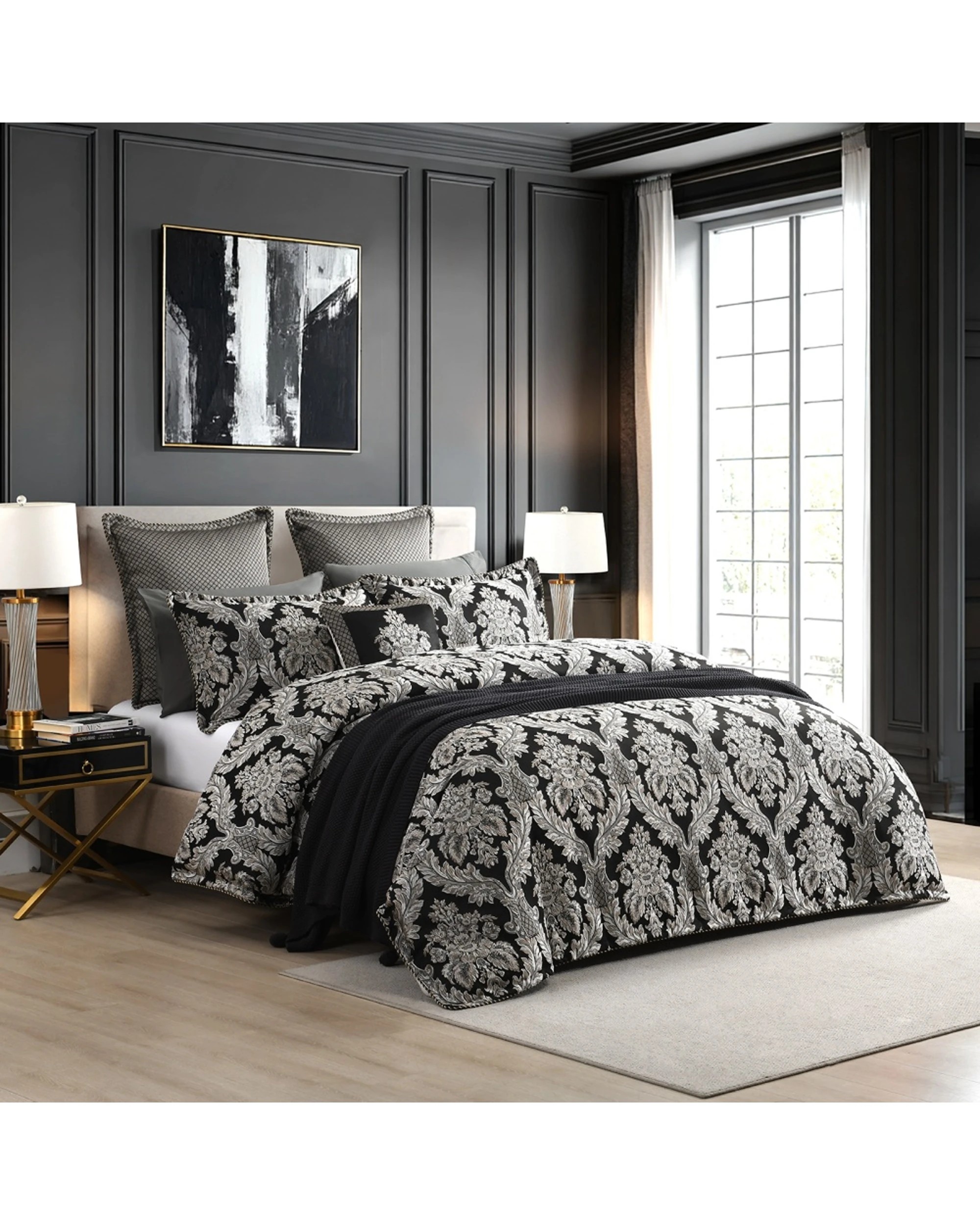 2 KG Linen Regalia Collection Greta Quilt Cover Set Jacquard Damask - Queen Bed - Multi, 2 of 6