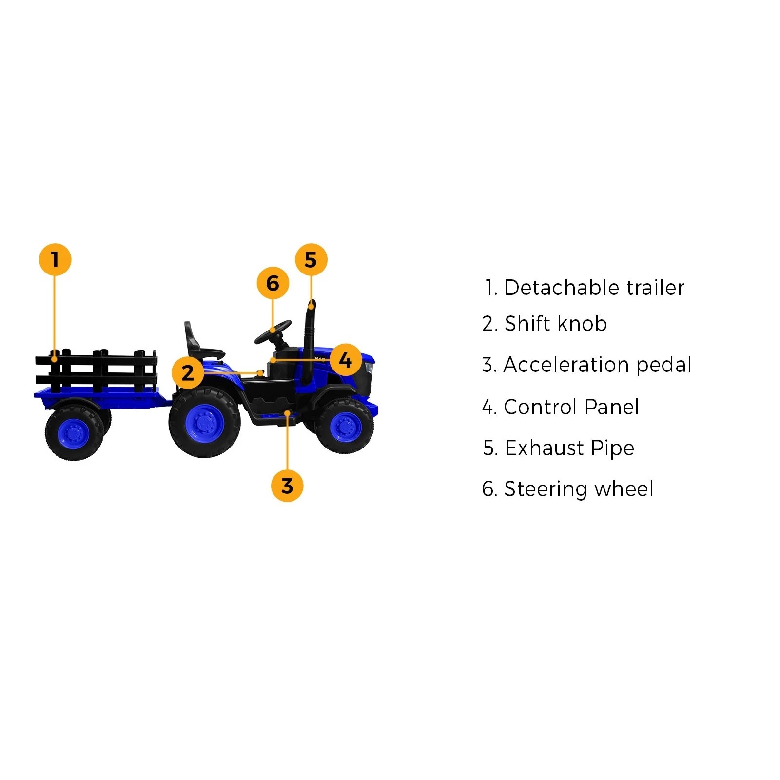 4 Mazam Kids Ride On Car Tractor 156 Cm Trailer 12v Remote Electric Toddlers Toy
 - Blue, 4 of 10