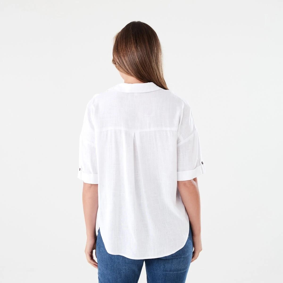 3 Short Sleeve Roll Sleeve Tab Shirt WHITE, 3 of 6
