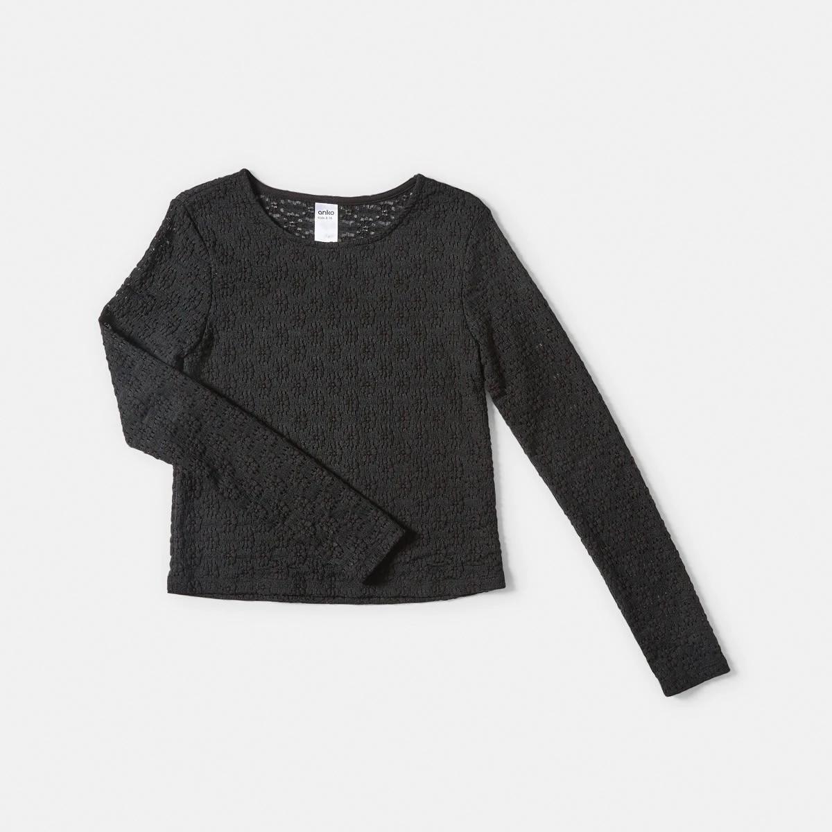 8 Long Sleeve Lace Top Black, 8 of 9