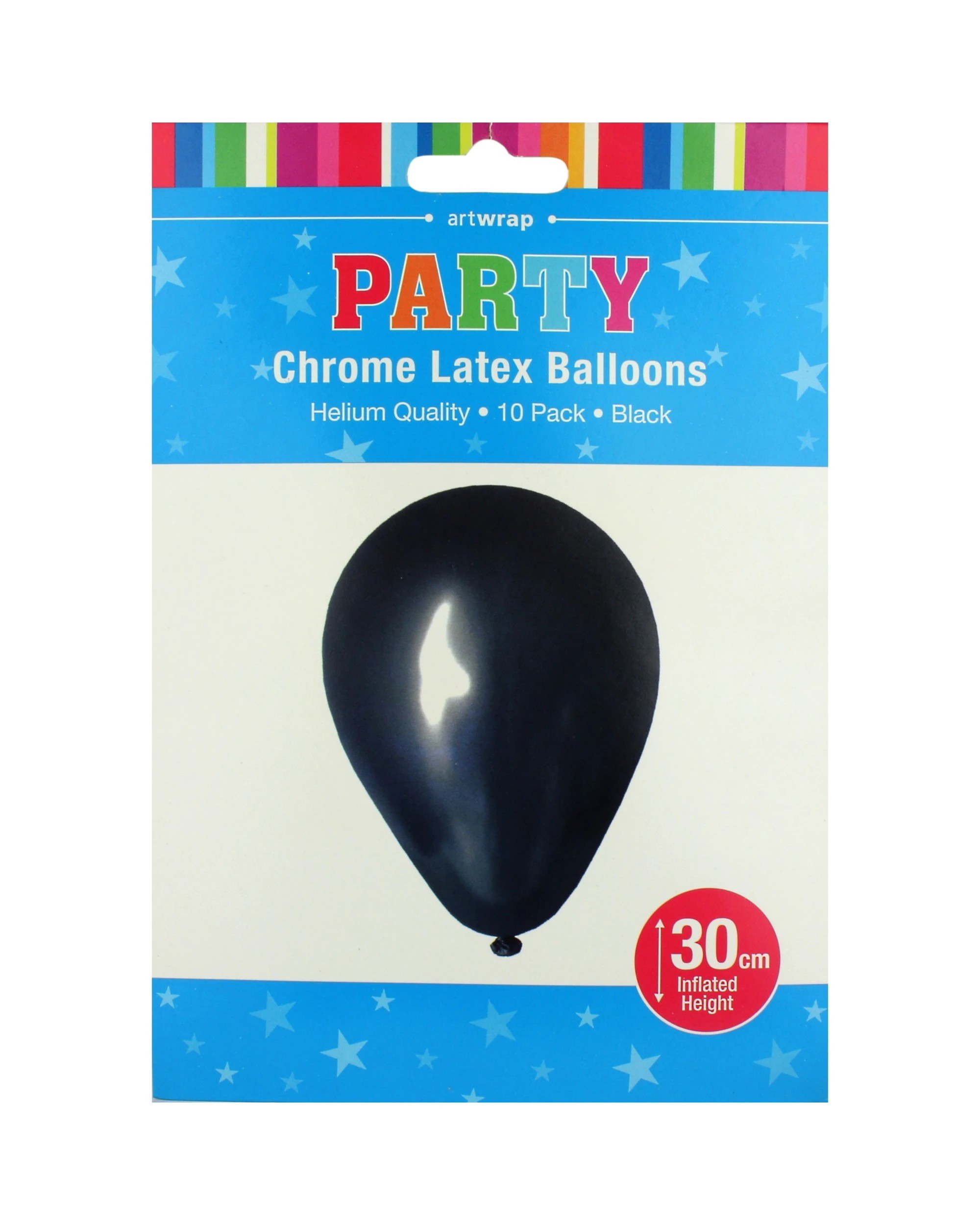 2 Artwrap Balloons 30cm Pack of 10 - Chrome Black - Black, 2 of 2