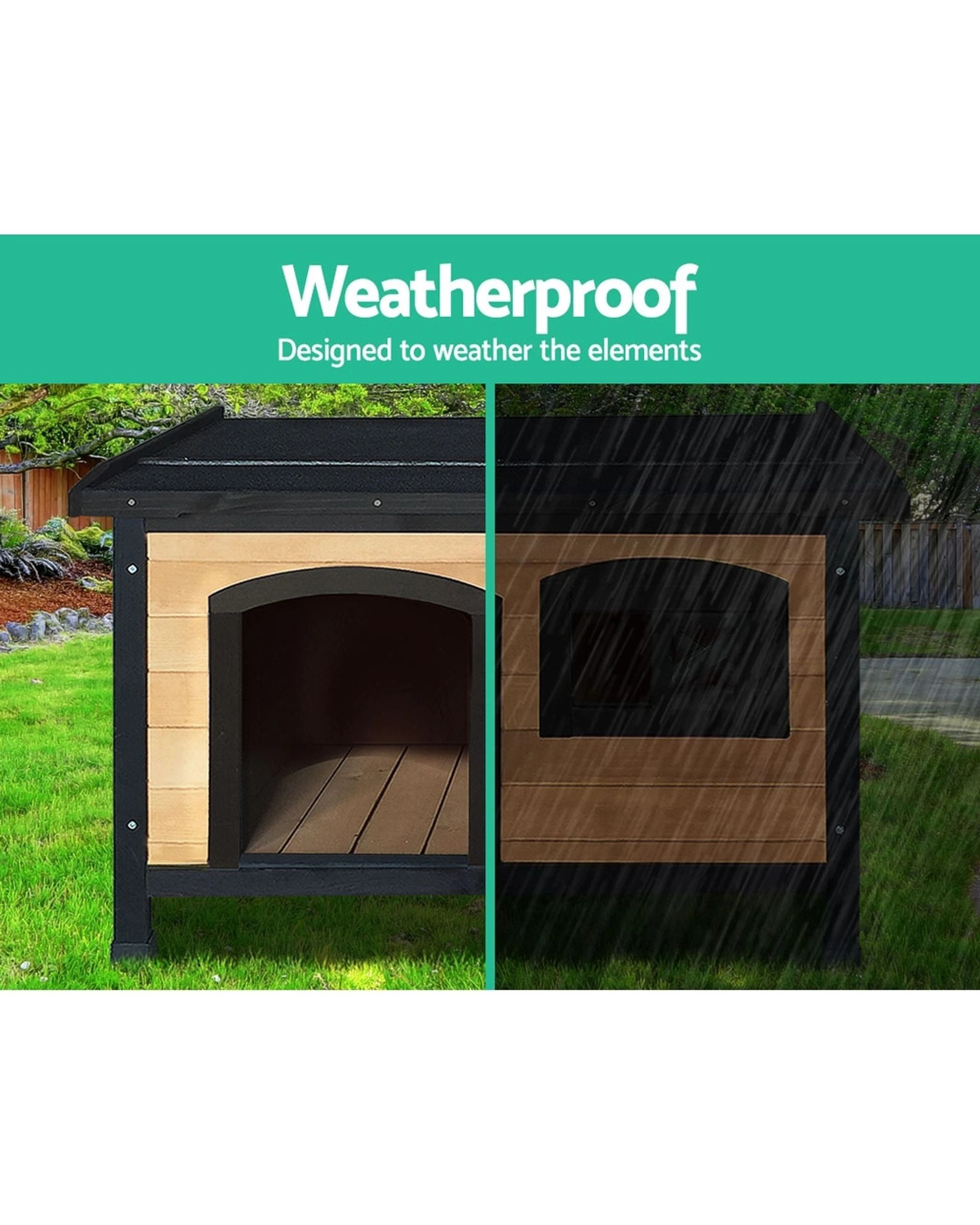 2 I.pet Dog Kennel Extra Large Wooden Outdoor Indoor Puppy Pet House
 - Black, 2 of 3