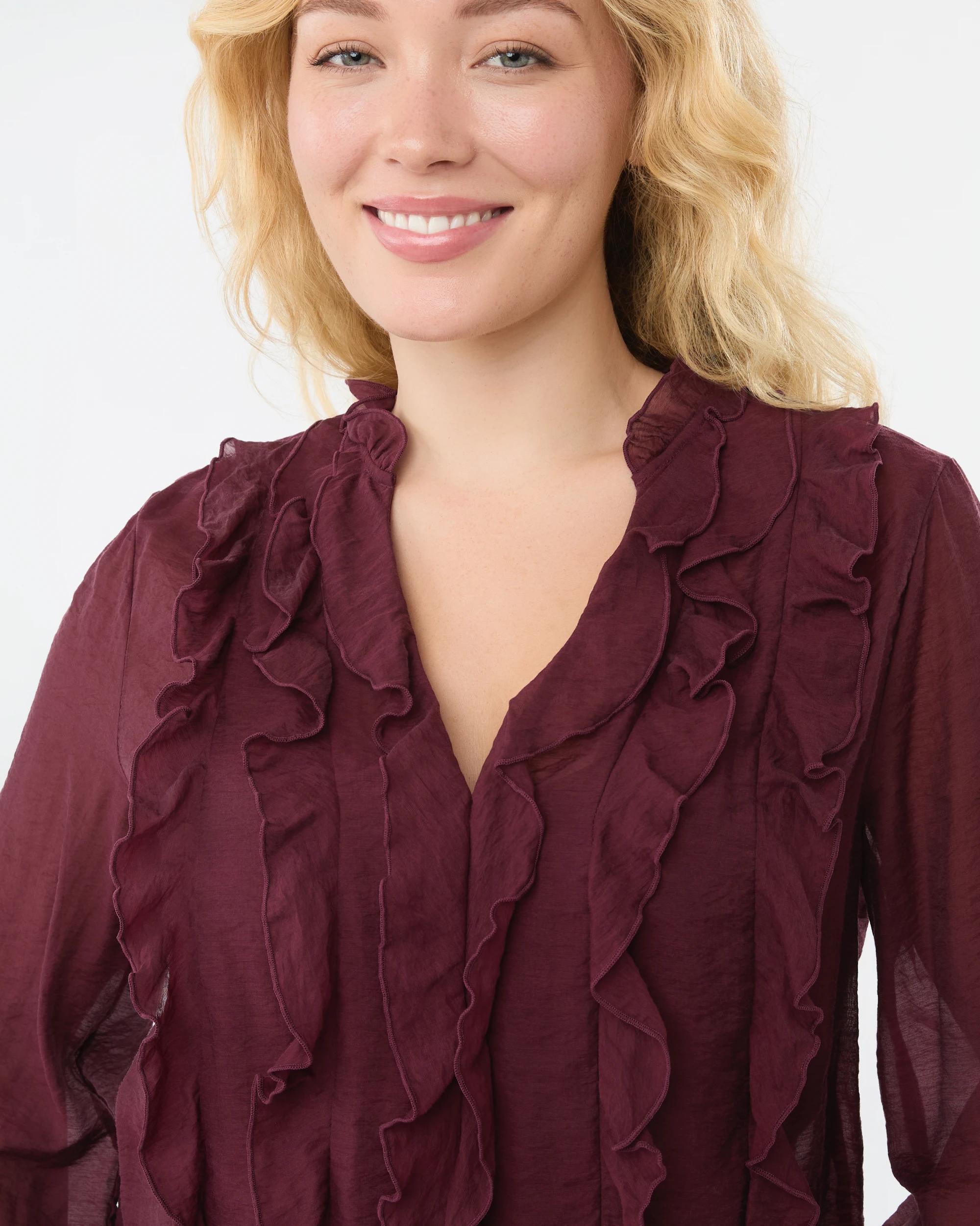 5 Long Sleeve Ruffle Blouse Red Royale, 5 of 7