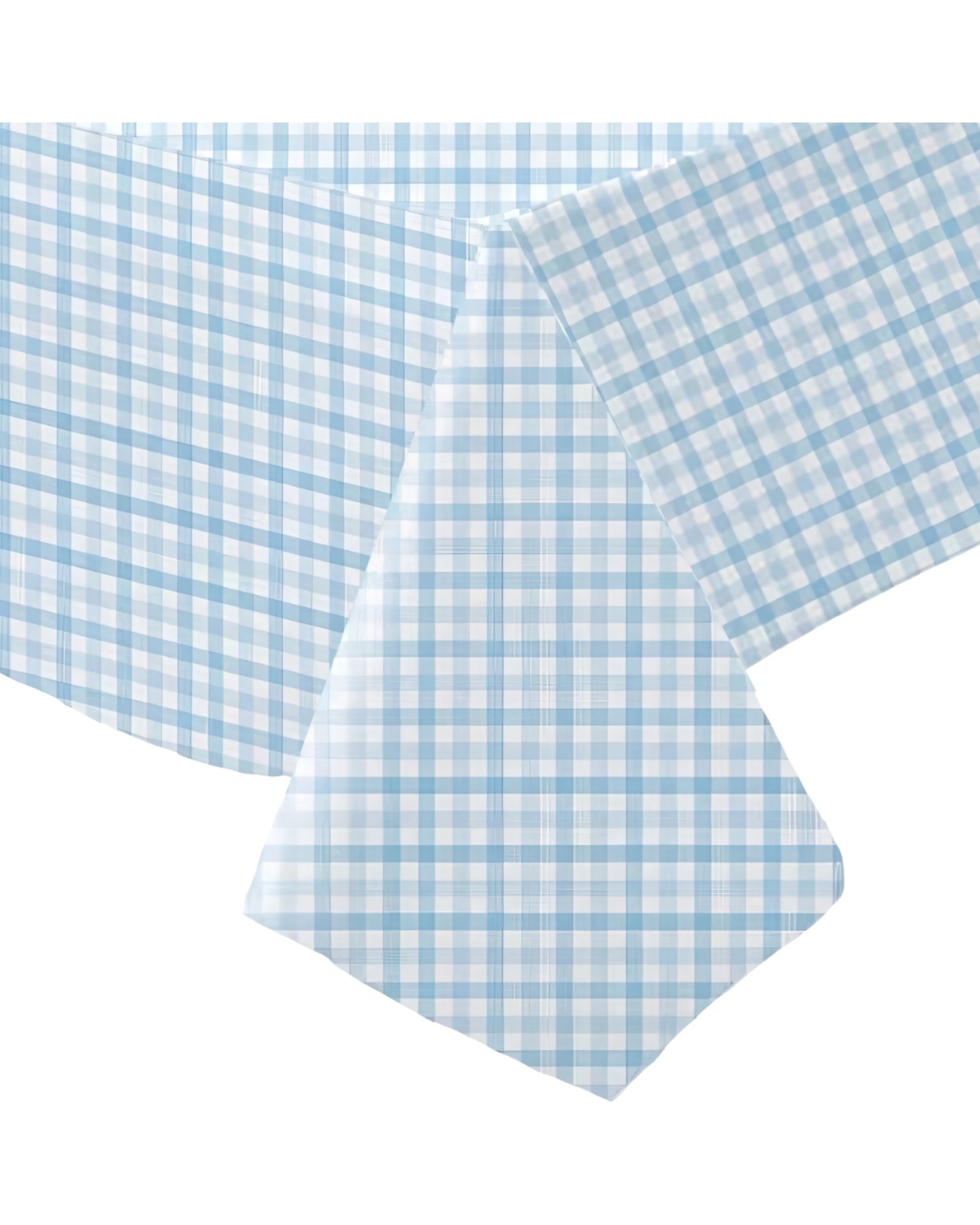 1 Amscan Gingham Paper Tablecloth - Pastel Blue - Pastel Blue, White, 1 of 2