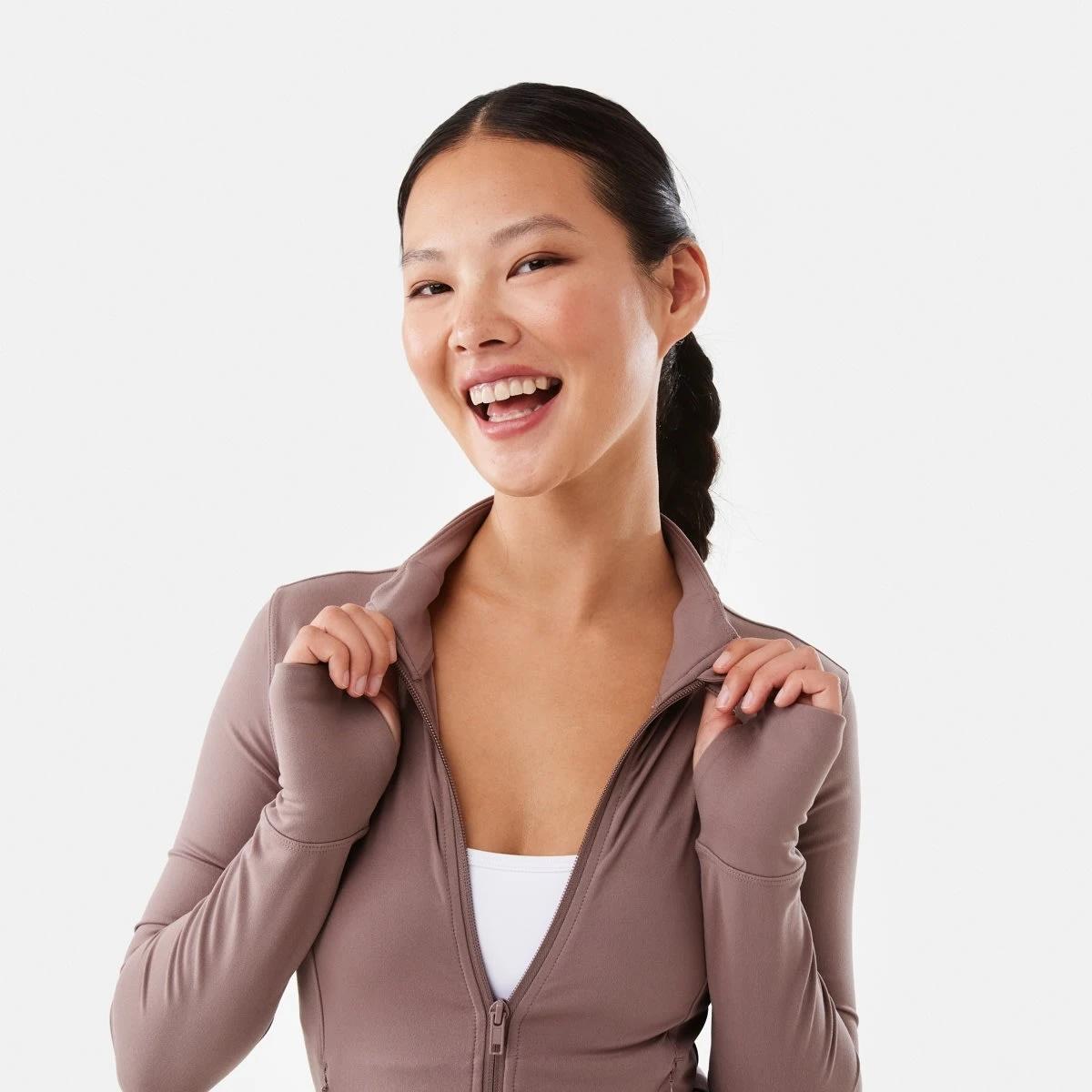 5 Active Womens Long Sleeve Ultrasoft Jacket Taupe Tawn, 5 of 7