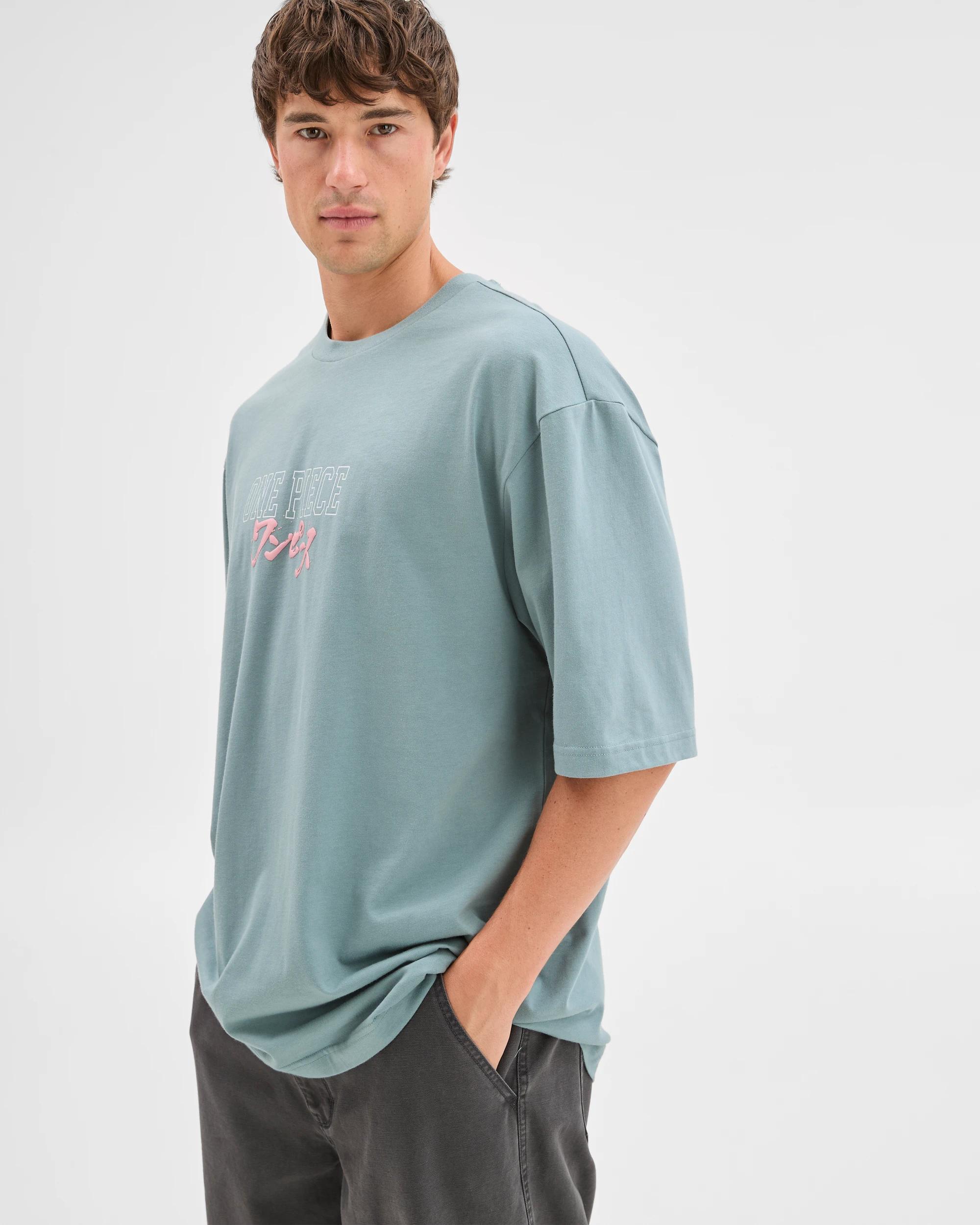 3 One Piece Onepiece Strawhat Australian Cotton Print T-Shirt MOSS GREEN, 3 of 5