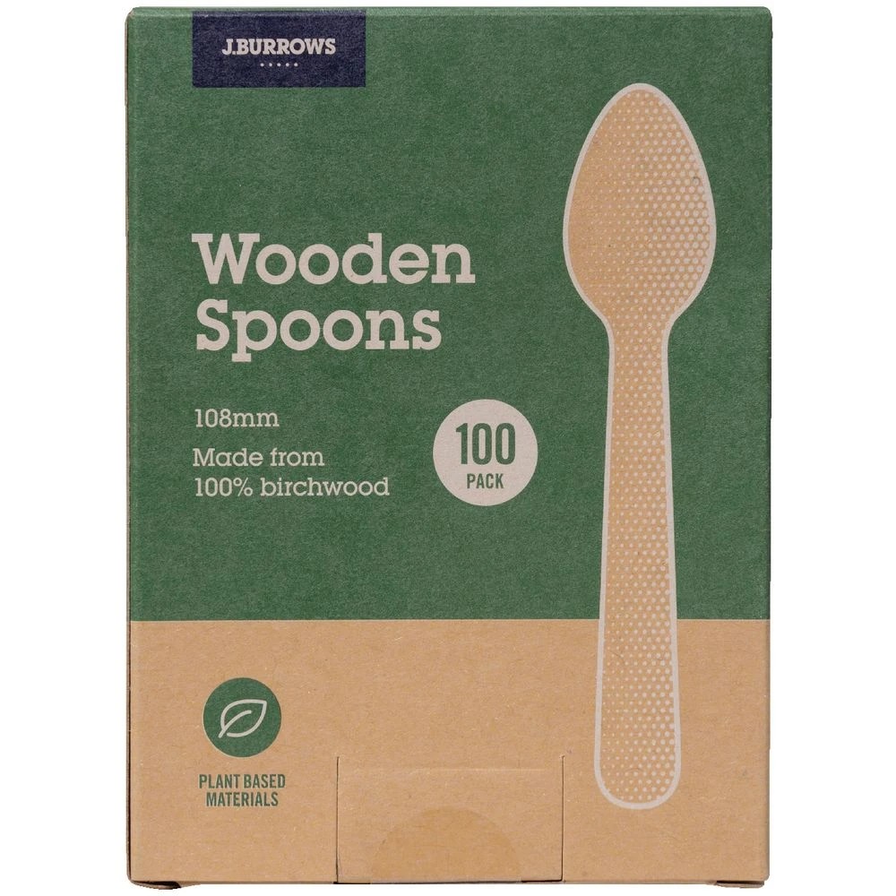 3 J.Burrows Wooden Spoons 108mm 100 Pack, 3 of 5