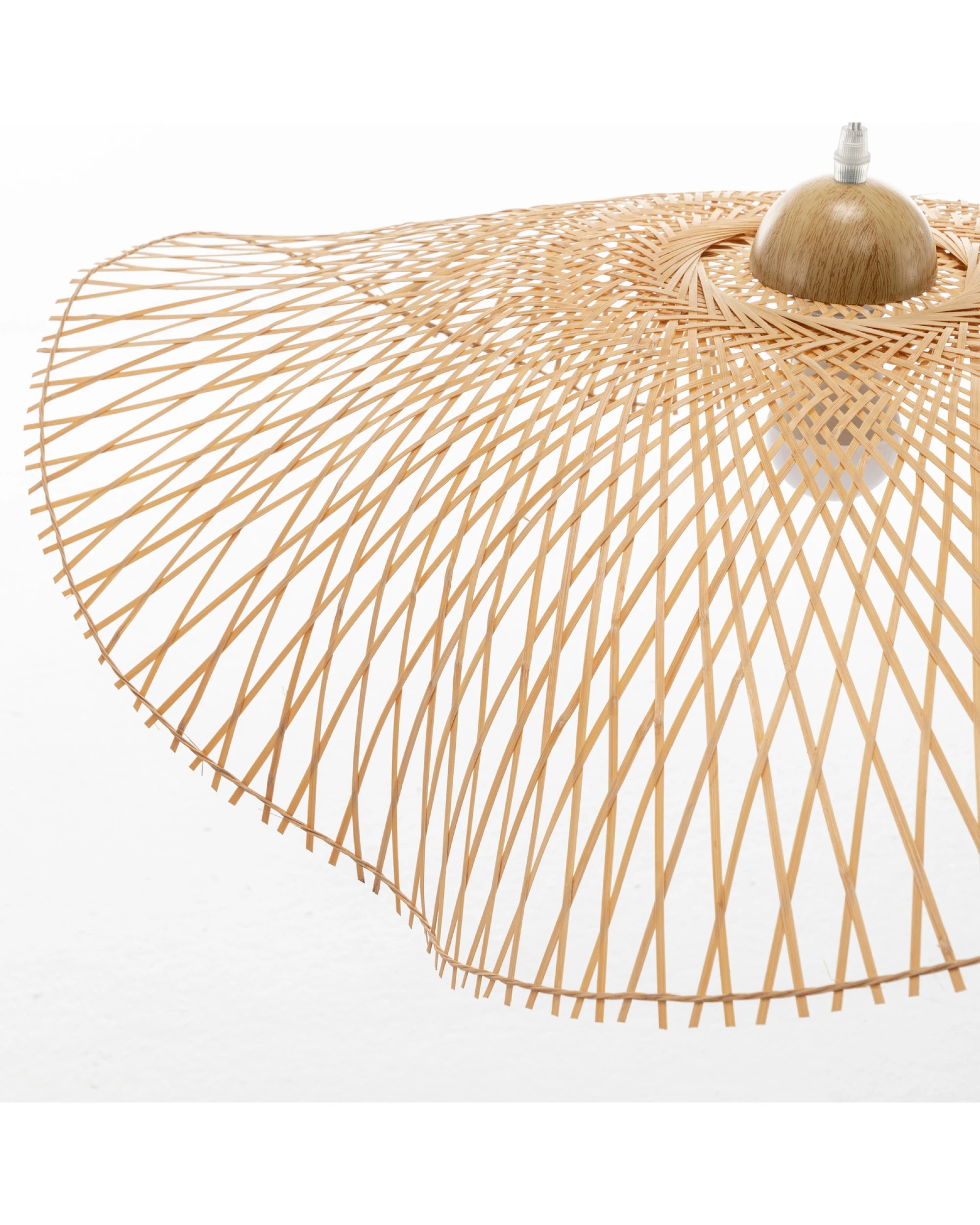 2 BR Home Serene Natural Hand-Woven Bamboo Wave Pendant Lamp Light Large, 2 of 6