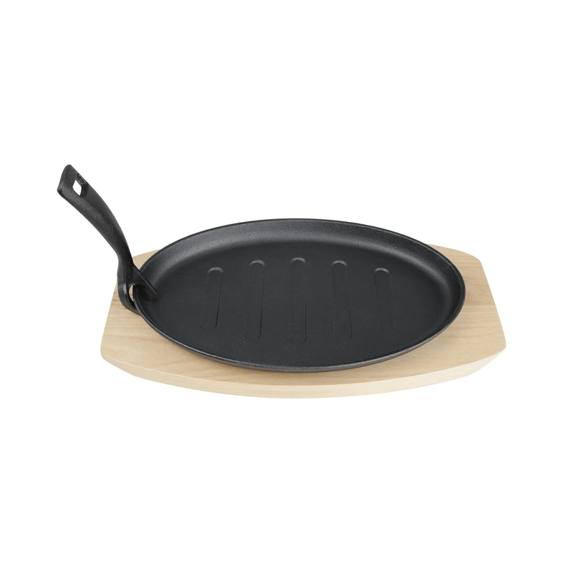 1 BR Home Cast Iron Sizzle Plate with Wooden Base and Handle, 1 of 6