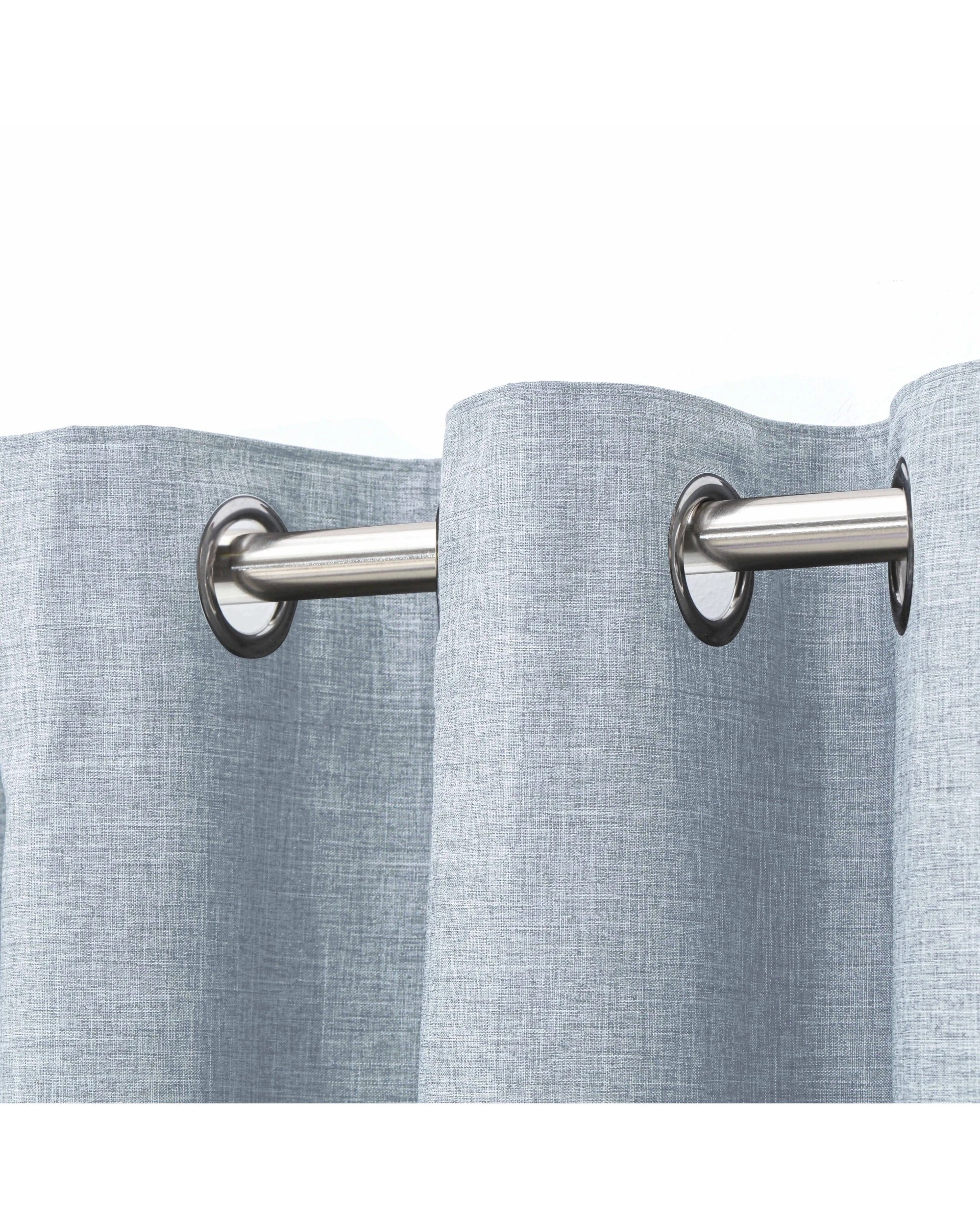 2 Sherwood Faux Linen 100% Blockout Eyelet Curtain Pair 90x223cm - Ocean, 2 of 5