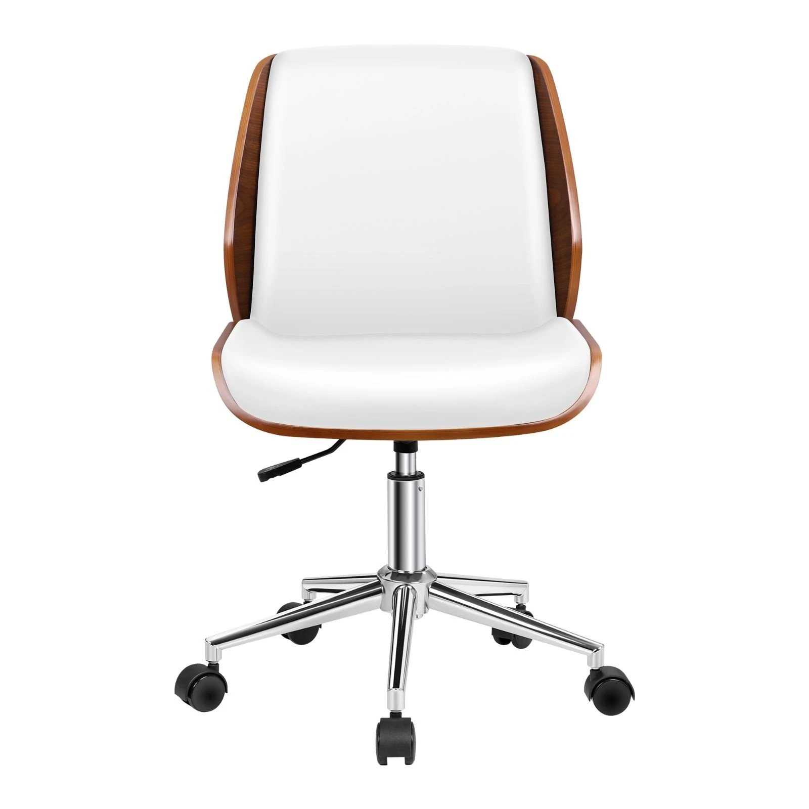 3 Alfordson Wooden Office Chair Computer Chairs Home Seat PU Leather - White, 3 of 10