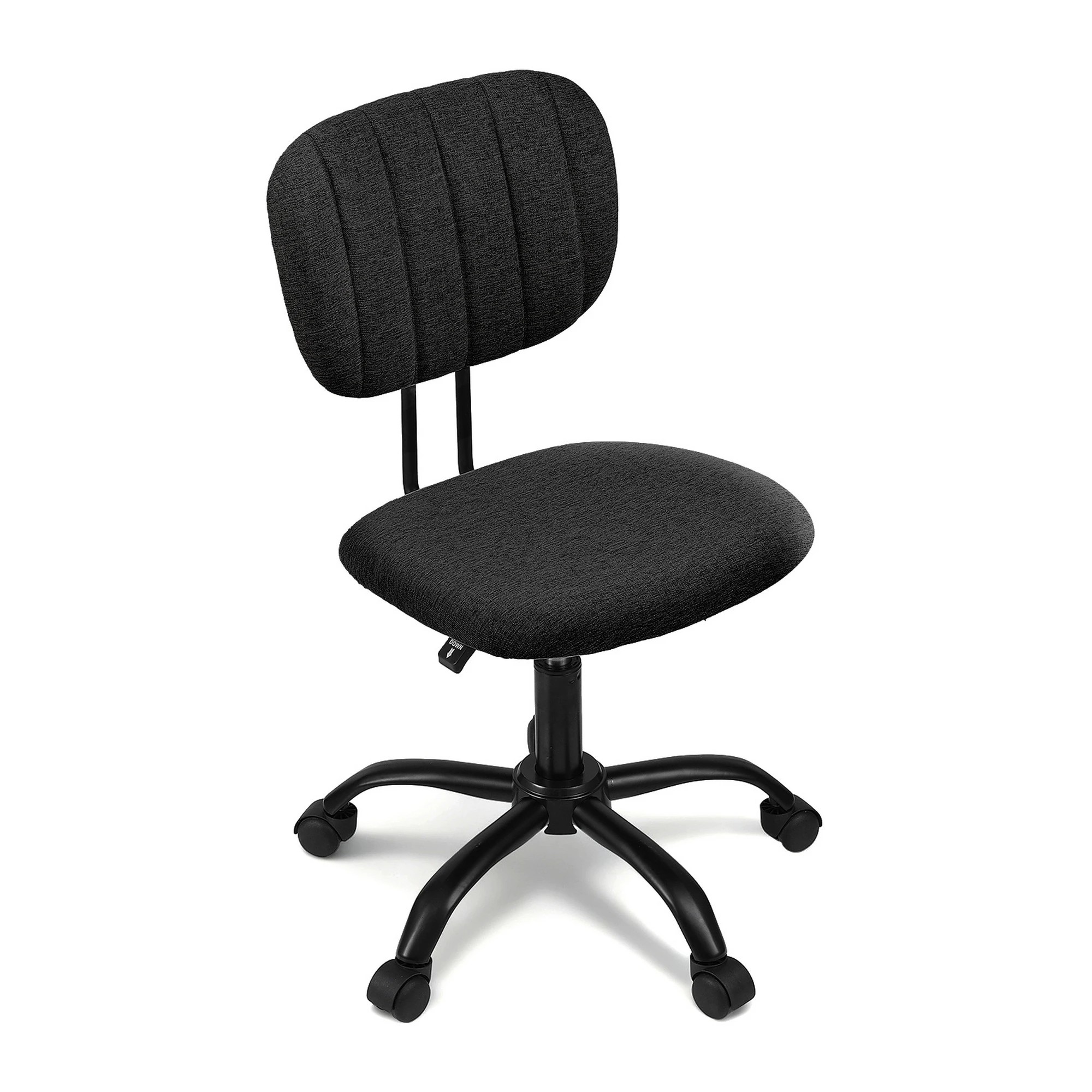 1 Artiss Armless Office Chair w/ Wheels, 360° Swivel, Height Adjustable, Fabric Seat & Back - Black, 1 of 7