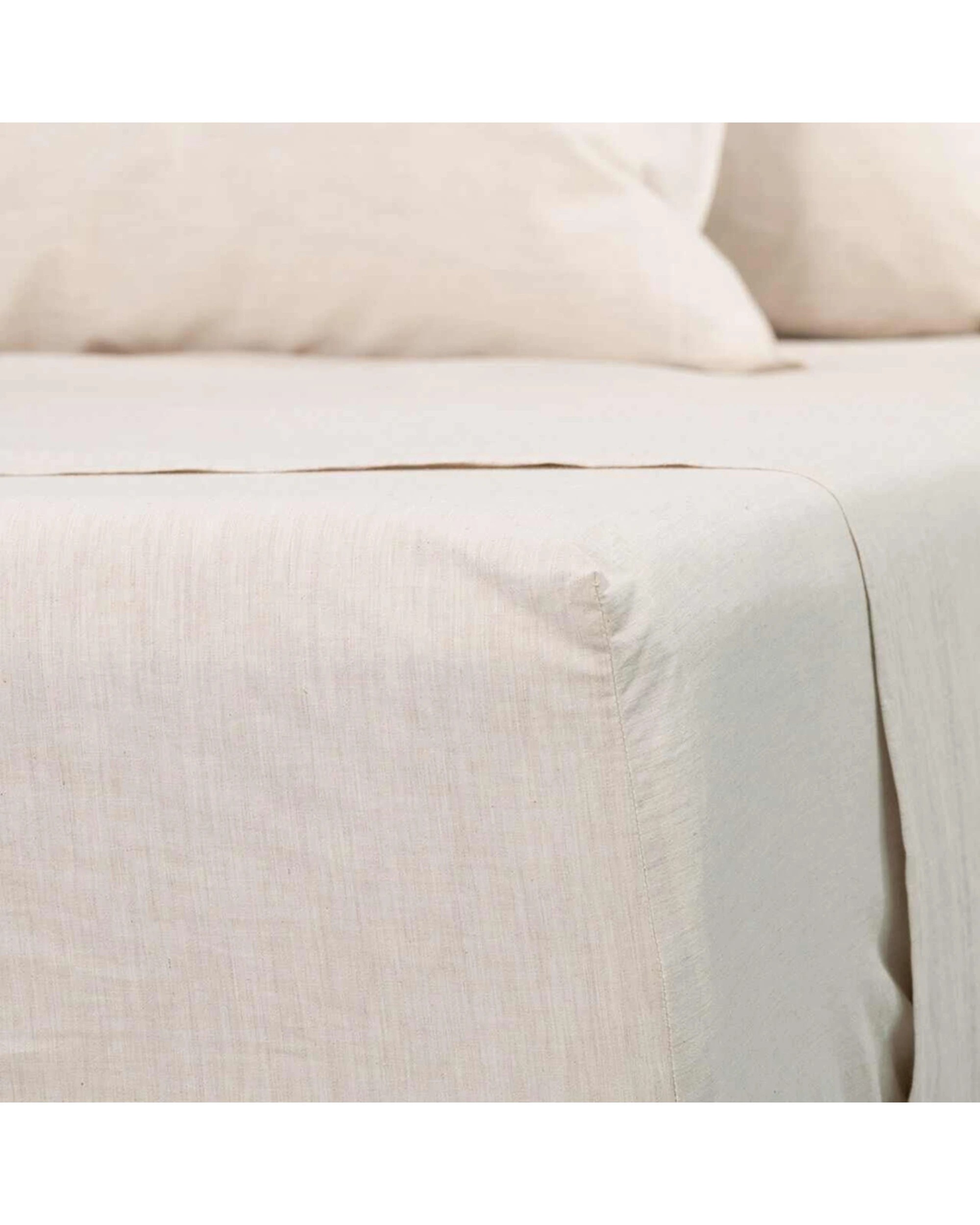 2 Canningvale Vintage Softwash 100 Percent Cotton Oatmeal MElange Sheet Set - King Single Bed - Beige, 2 of 4